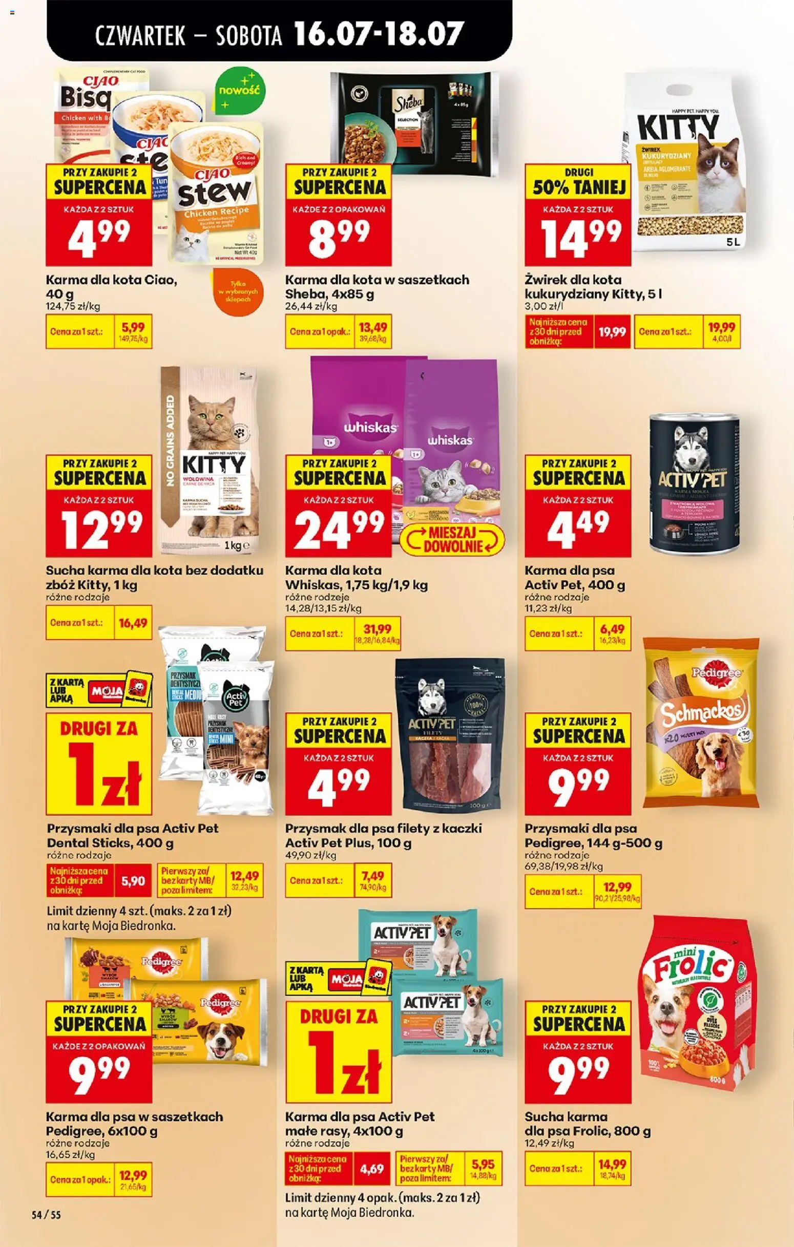 Biedronka Polsko leták - Codziennie niskie ceny od 16.07.2026 | Strana: 72 | Produkty: Whiskas, Pedigree, Sheba