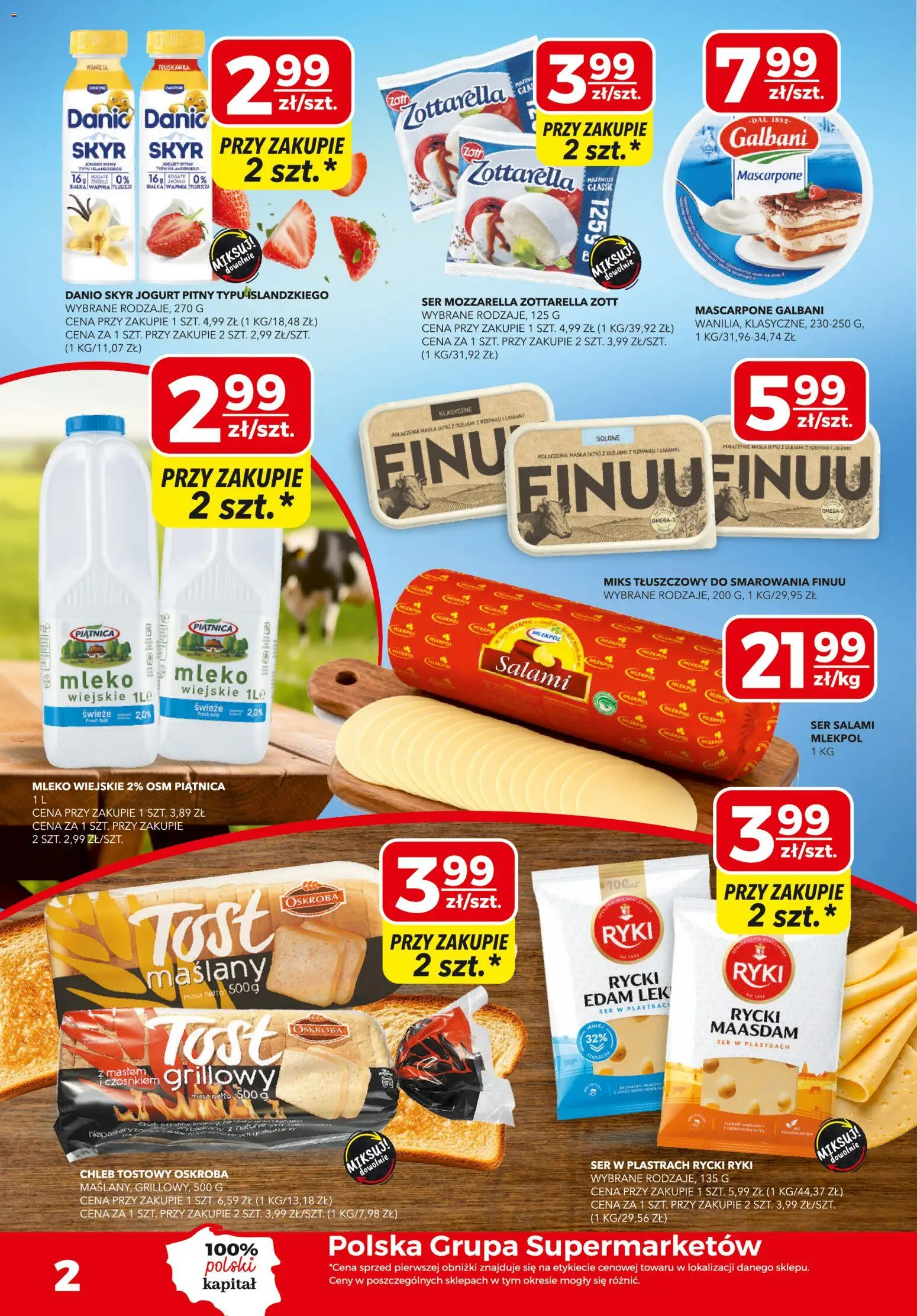 Top Market gazetka od 16.07.2026 | Strona: 2 | Produkty: Mascarpone, Ser, Jogurt, Chleb