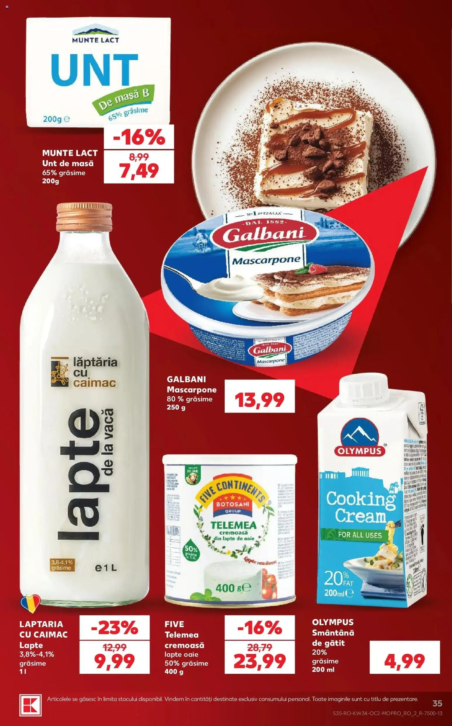 Kaufland Viseu de Sus 19.08.2026 - Revista si Oferta | Pagină: 35 | Produse: Masă, Lapte, Mascarpone, Smântână