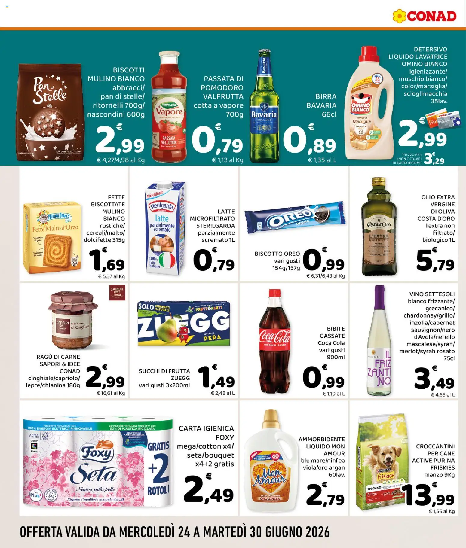 Volantino Conad del 24/06/2026 | Pagina: 4 | Prodotti: Frutta, Ragú, Olio extra vergine, Coca Cola