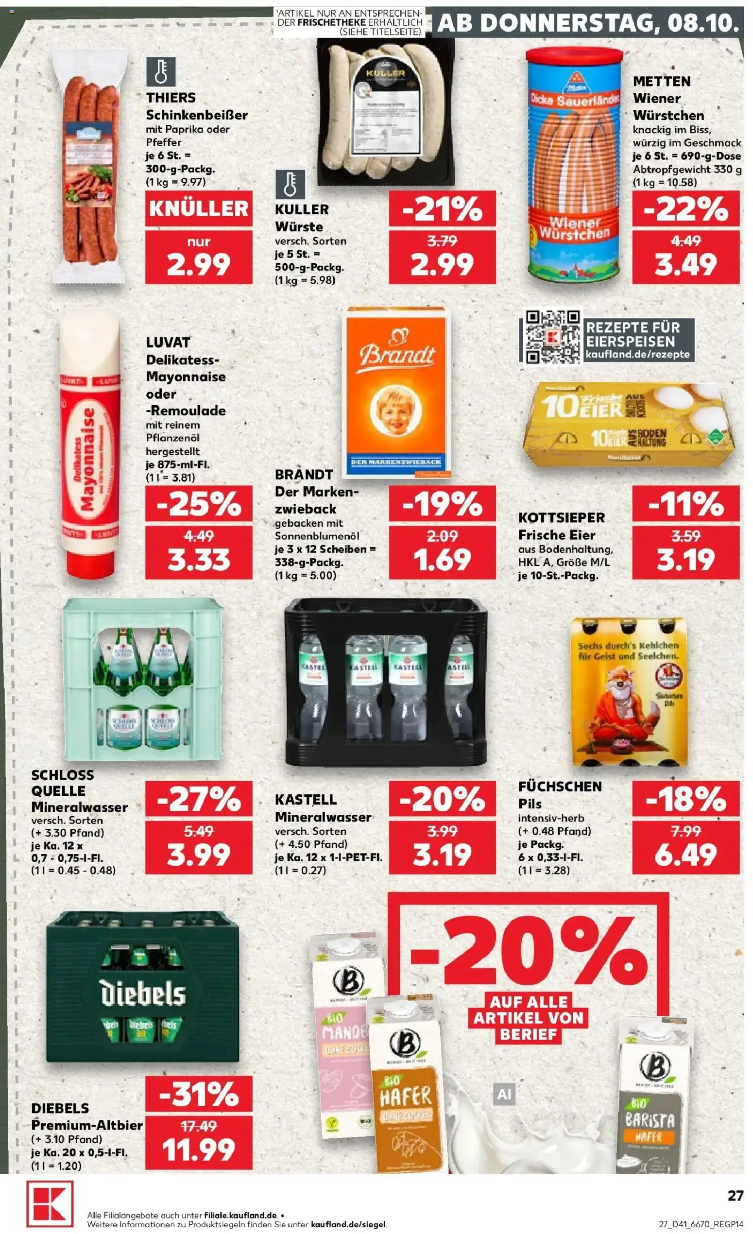 Prospekt Kaufland ab 05.10.2026 » Angebote Online zum Blättern | Seite: 37 | Produkte: Wiener wurstchen, Eier, Mayonnaise, Diebels