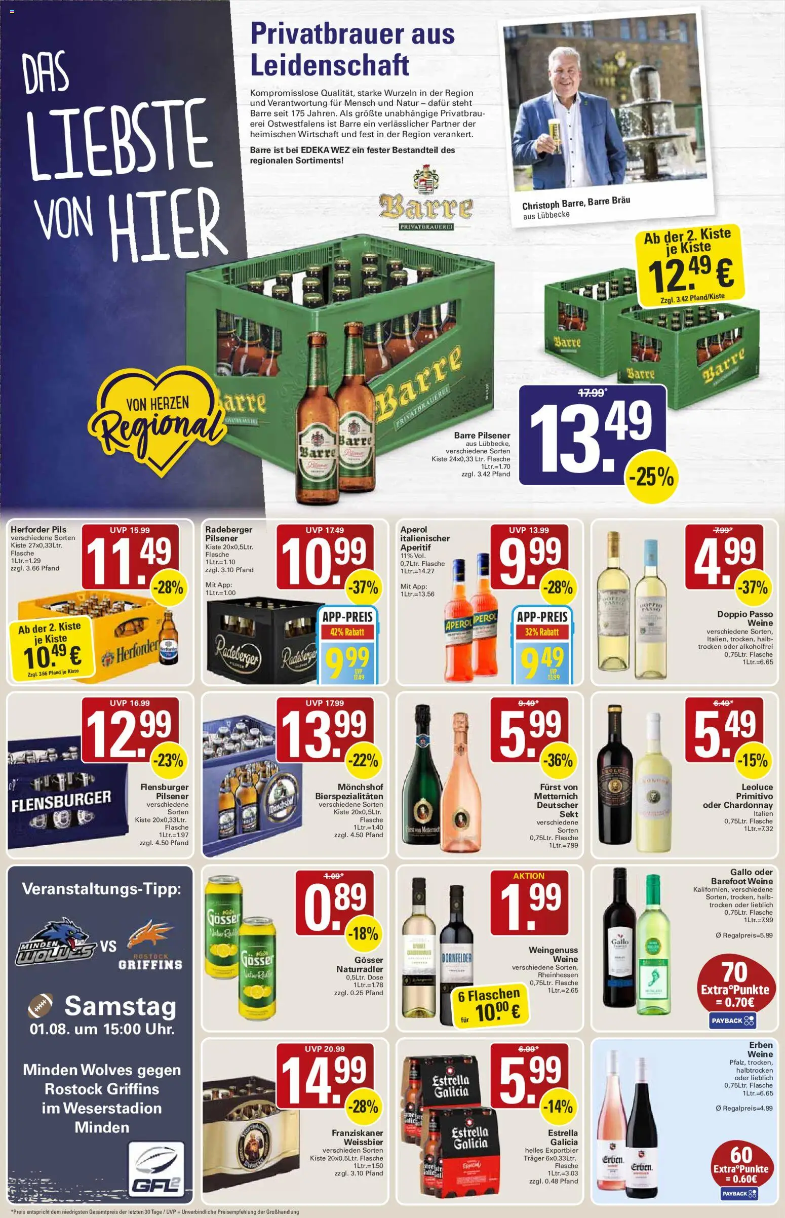 WEZ Prospekt – gültig ab 27.07.2026 | Seite: 14 | Produkte: Monchshof, Franziskaner, Weißbier, Doppio Passo