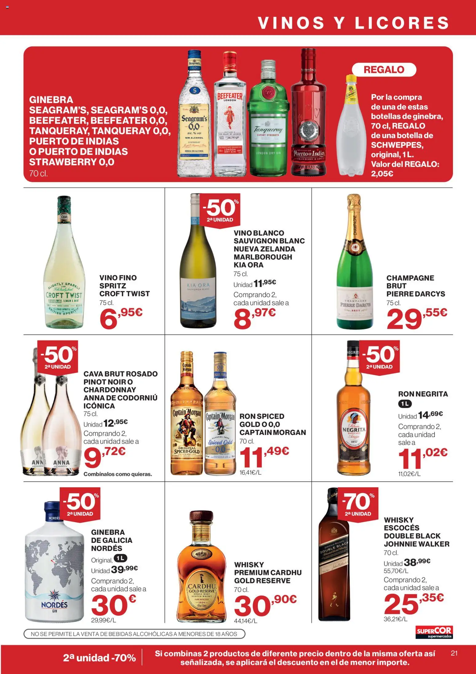 Supercor Península y Baleares │ válido desde el 21.05.2026 | Página: 21 | Productos: Ron, Vino, Ginebra, Whisky