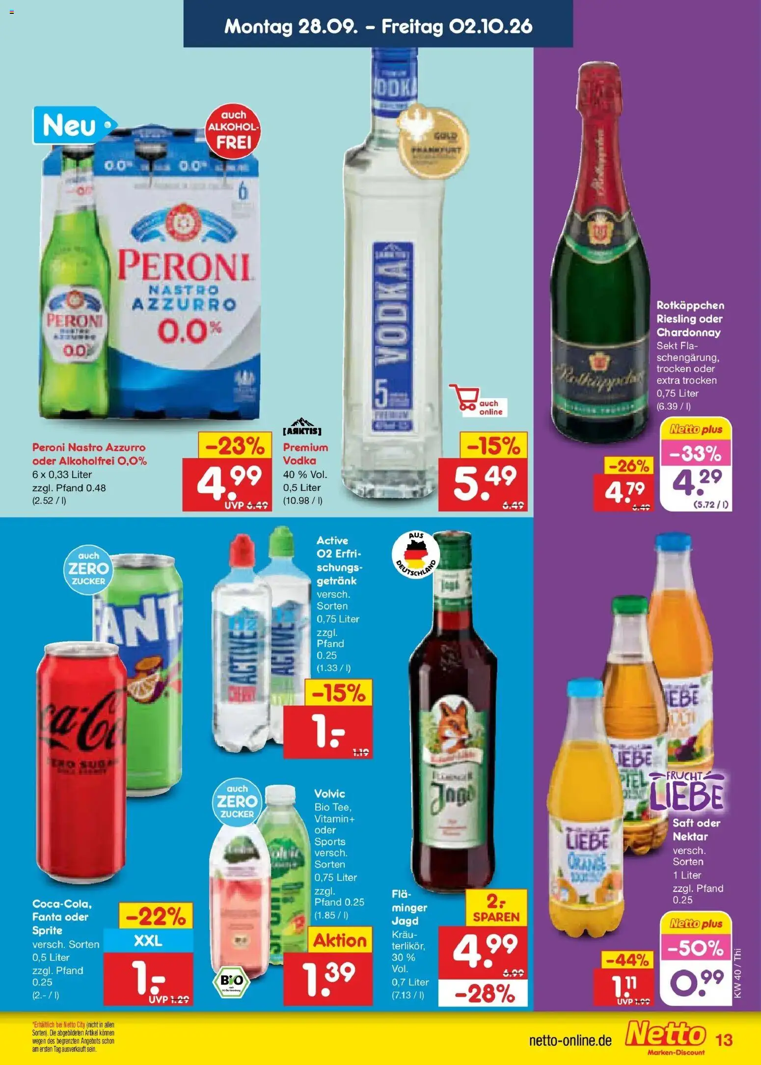 Netto Marken-Discount Prospekt Pirna – gültig ab 28.09.2026 | Seite: 19 | Produkte: Alkohol, Rotkäppchen, Saft, Vodka
