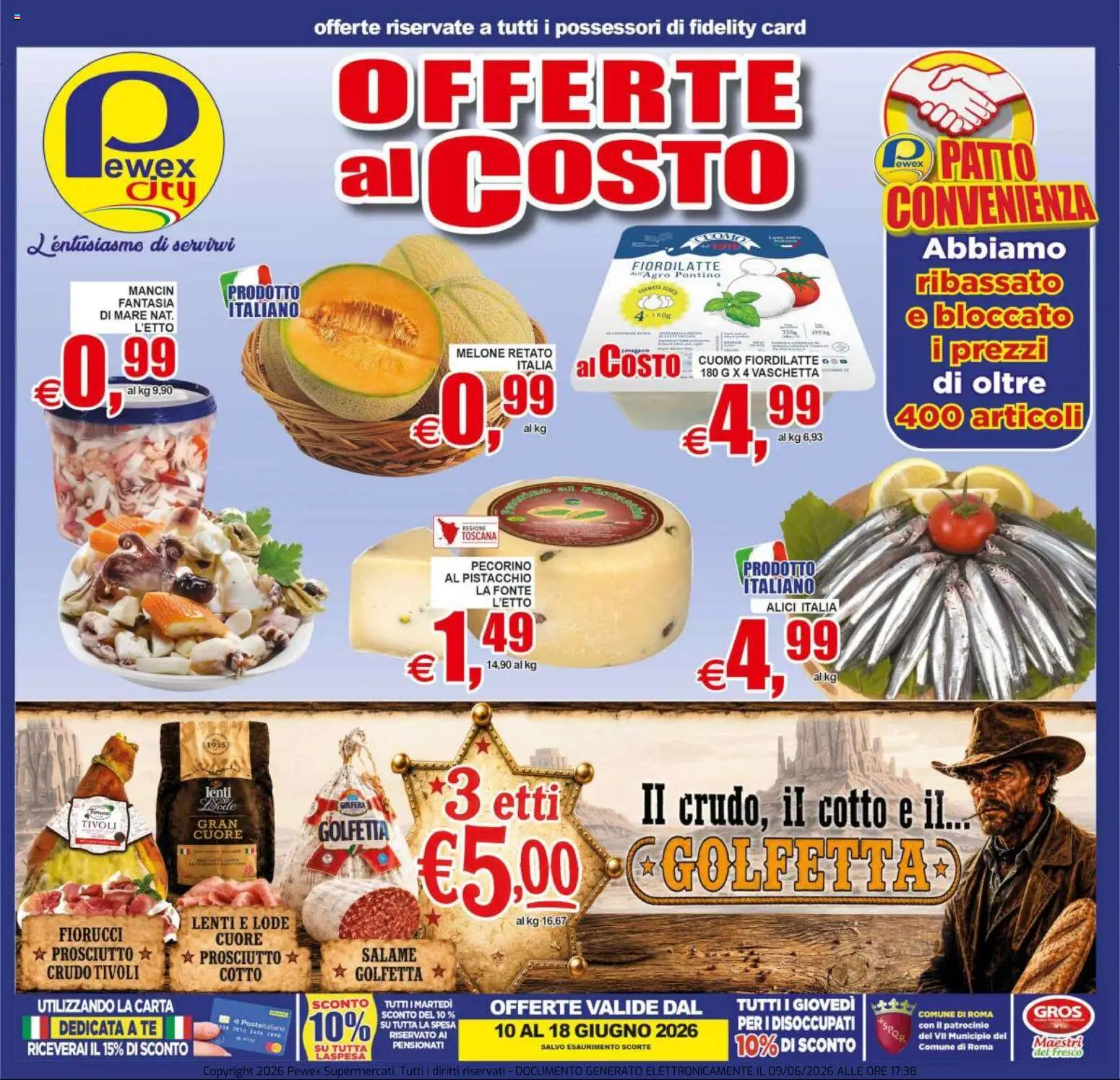 Volantino Pewex del 10.06.2026 | Pagina: 1 | Prodotti: Tè, Prosciutto, Melone, Pecorino