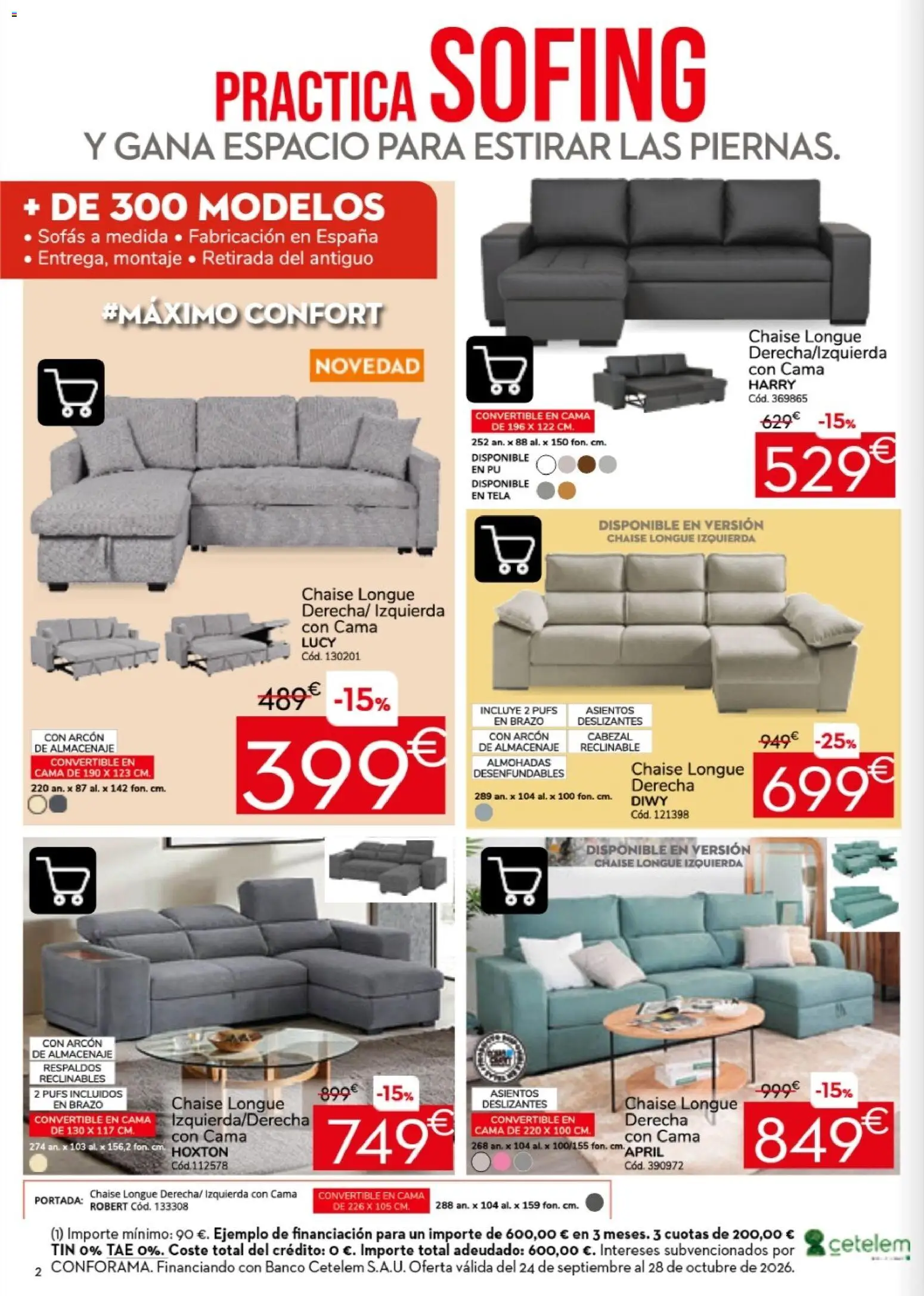 Conforama folleto │ válido desde el 24/09/2026 | Página: 2 | Productos: Sofás, Cama, Almacenaje