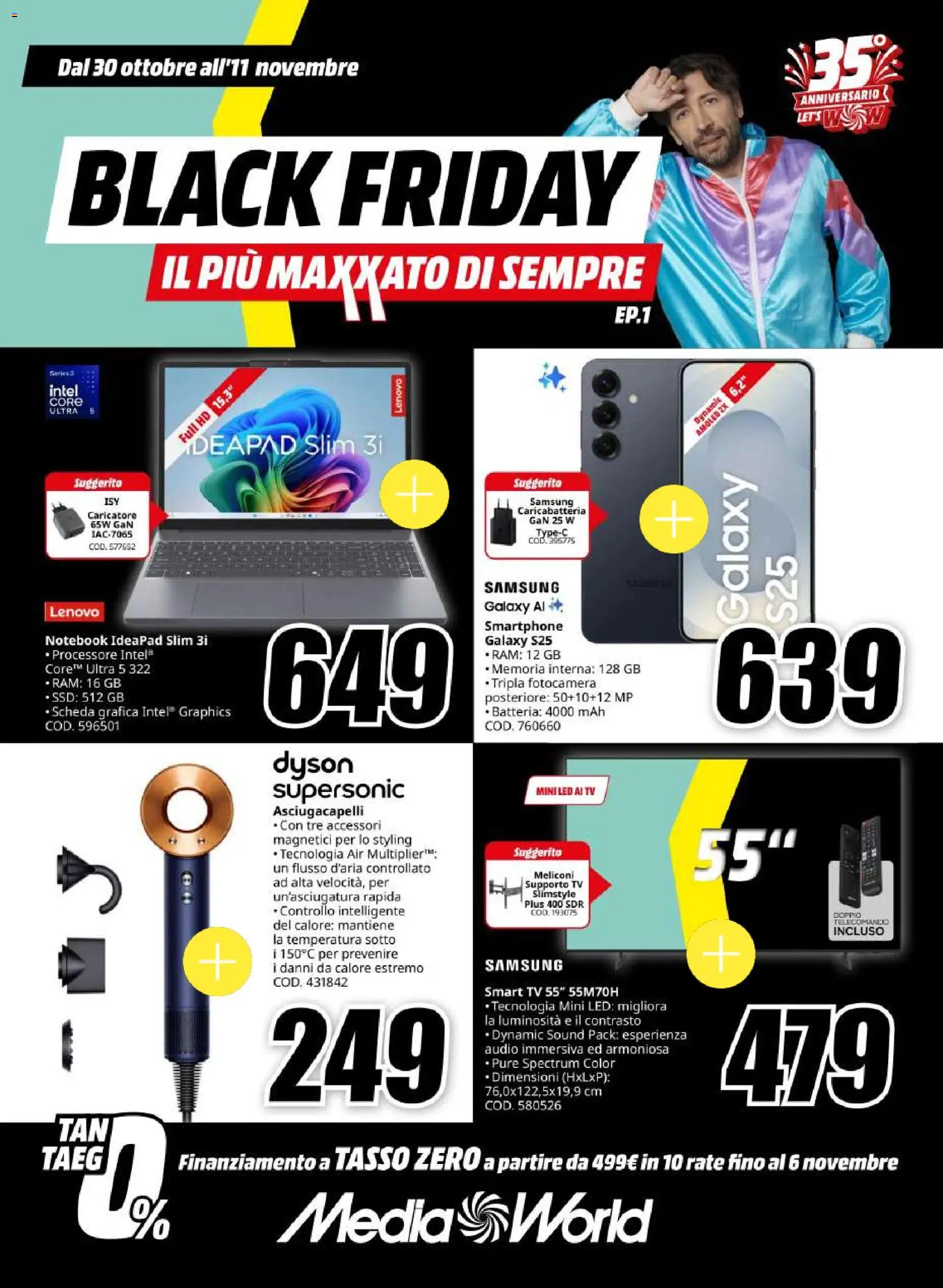 Volantino Media World del 30/10/2026 | Pagina: 1 | Prodotti: Telecomando, Smartphone, Fotocamera, Asciugacapelli