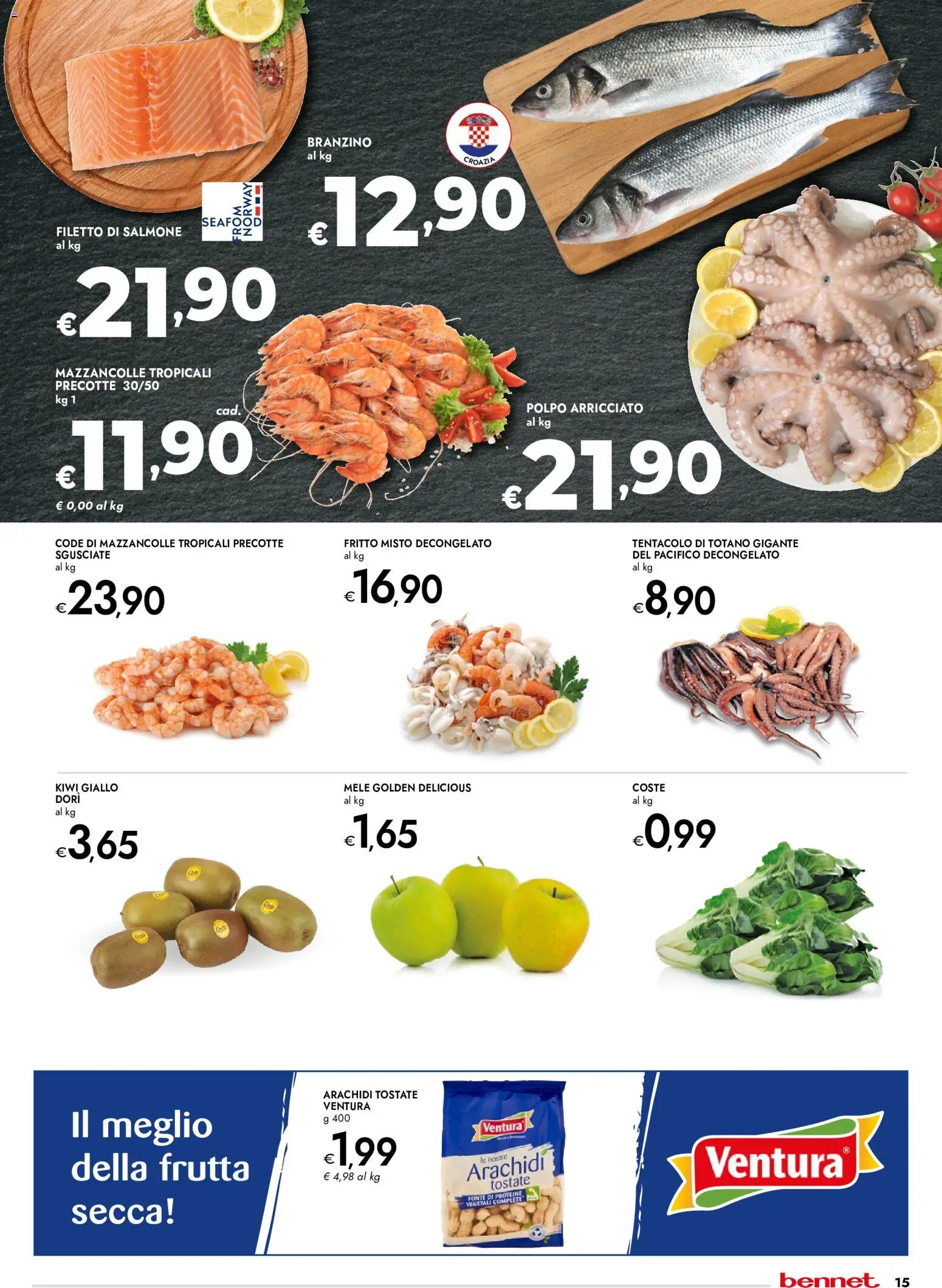 Volantino bennet del 22/10/2026 | Pagina: 15 | Prodotti: Kiwi, Polpo, Mazzancolle, Filetto