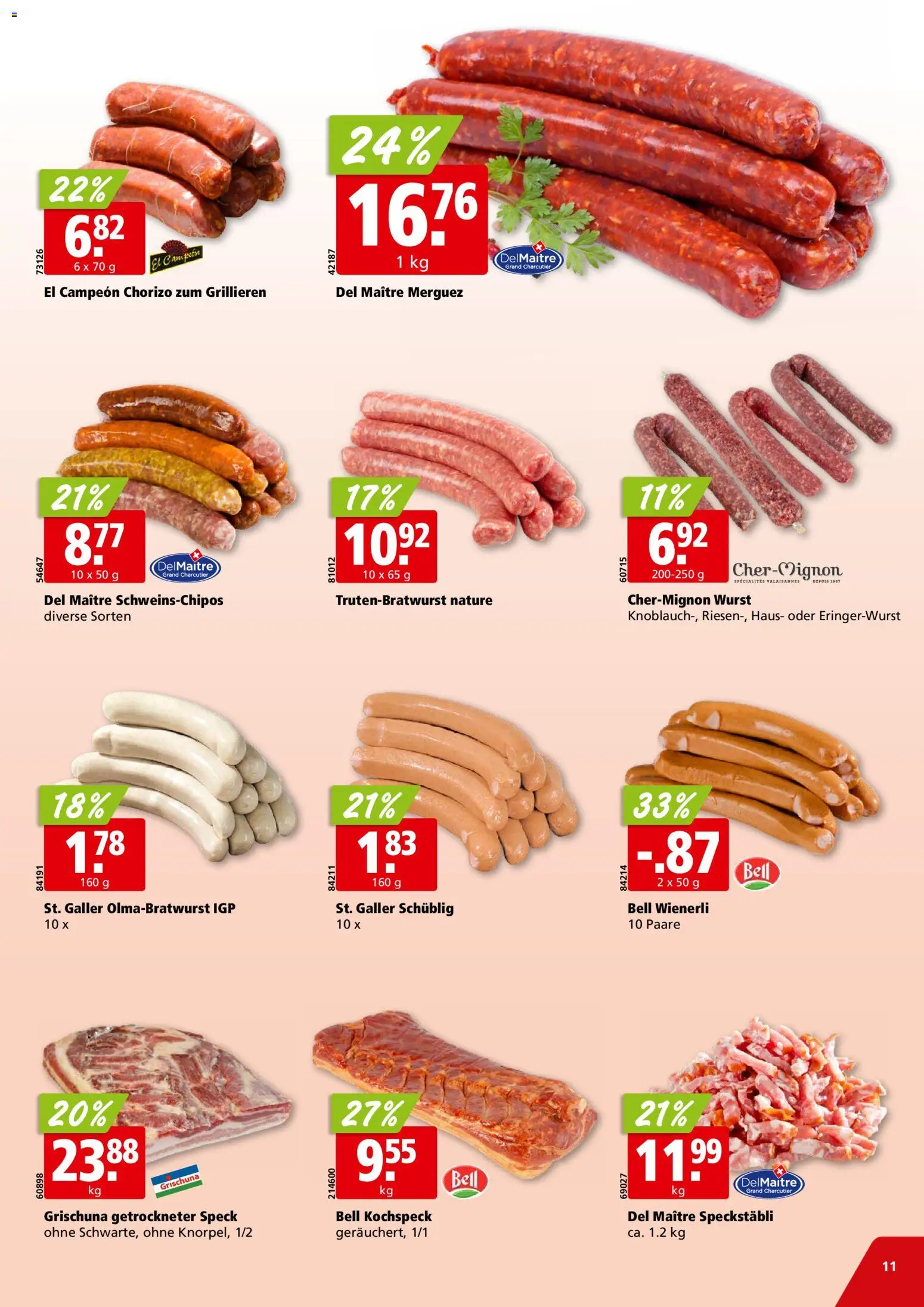 Aligro aktionen Chavannes, Matran, Genf, Sitten – gültig ab 20.04.2026 | Seite: 11 | Produkte: Wurst