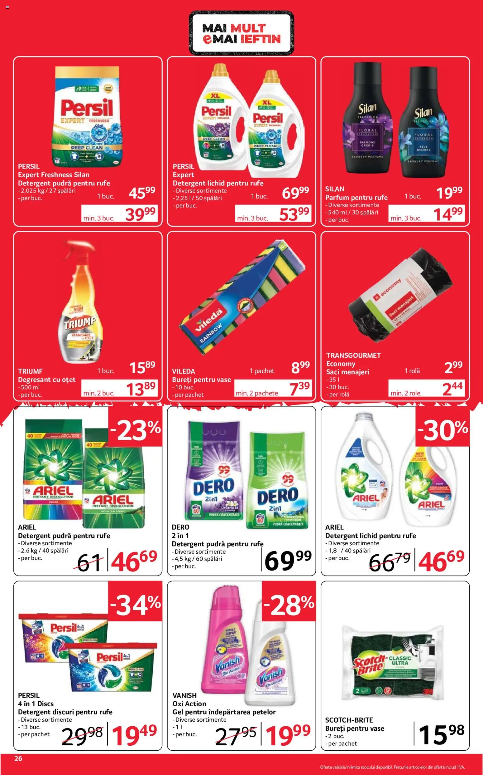 Noul catalog Selgros – valabil de la 04.09.2026 | Pagină: 26 | Produse: Role, Pudră, Oțet, Vileda