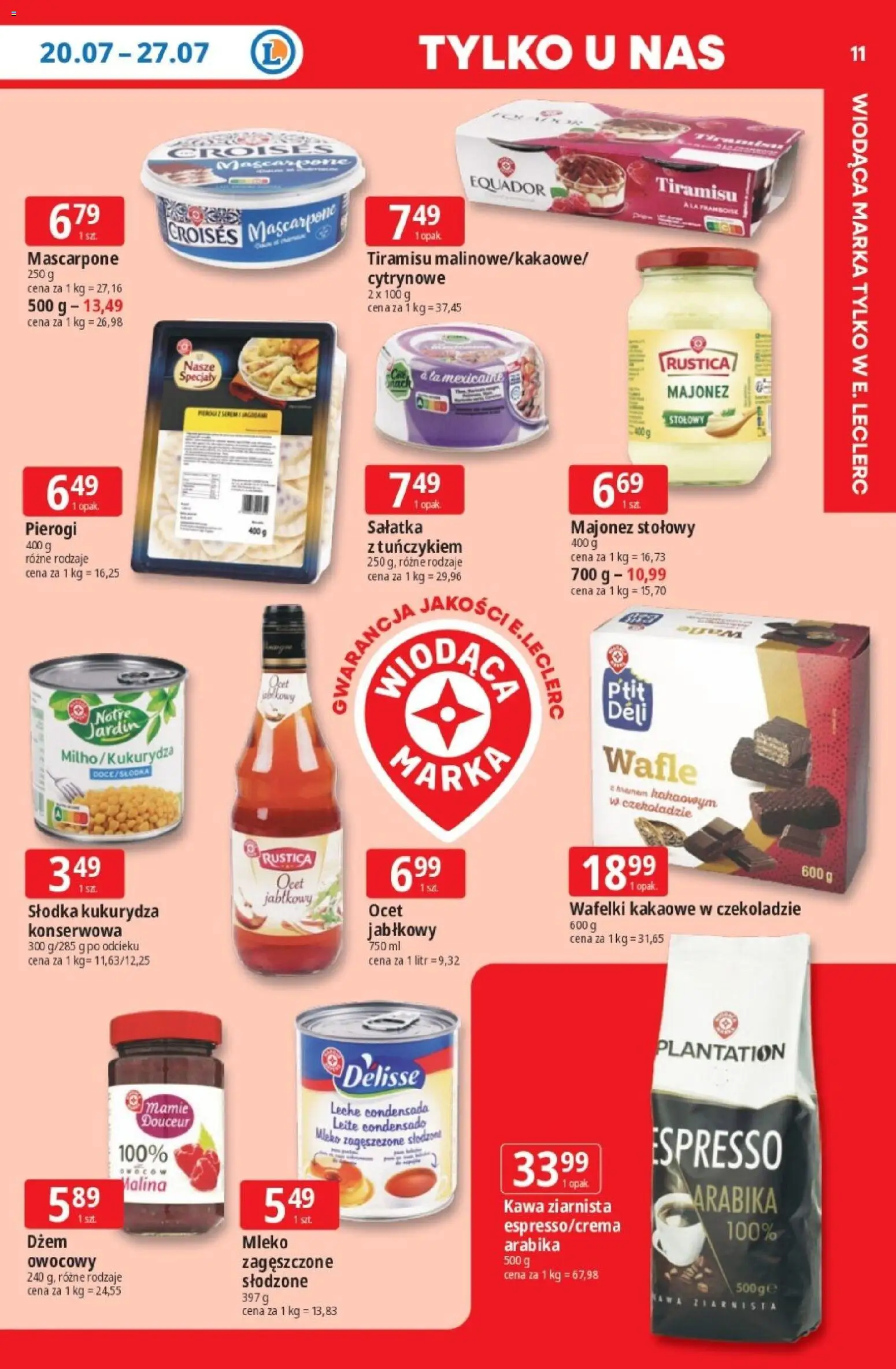 E.Leclerc gazetka od 20.07.2026 | Strona: 10 | Produkty: Pierogi, Kawa ziarnista, Kukurydza, Wafelki