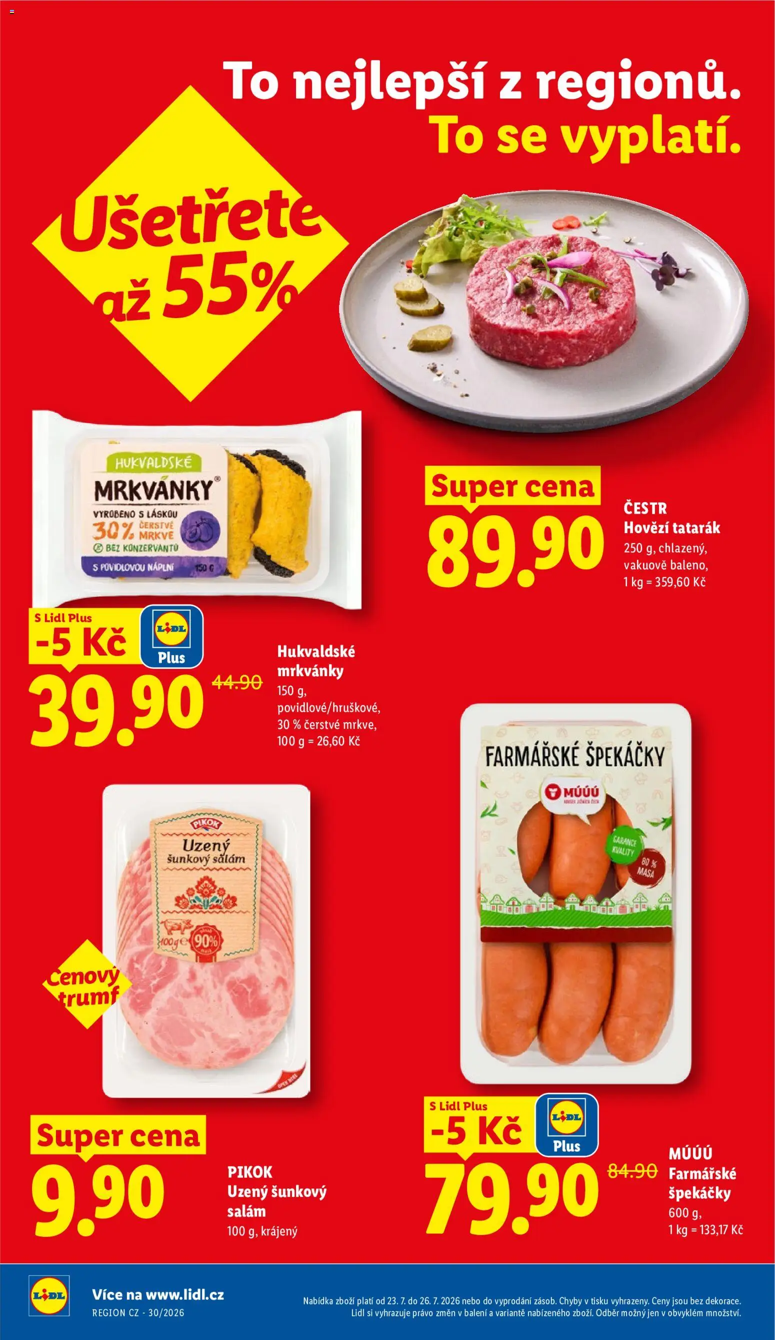 Lidl leták od 23.07.2026 | Strana: 2 | Produkty: Hovězí, Špekáčky, Šunkový salám, Pikok