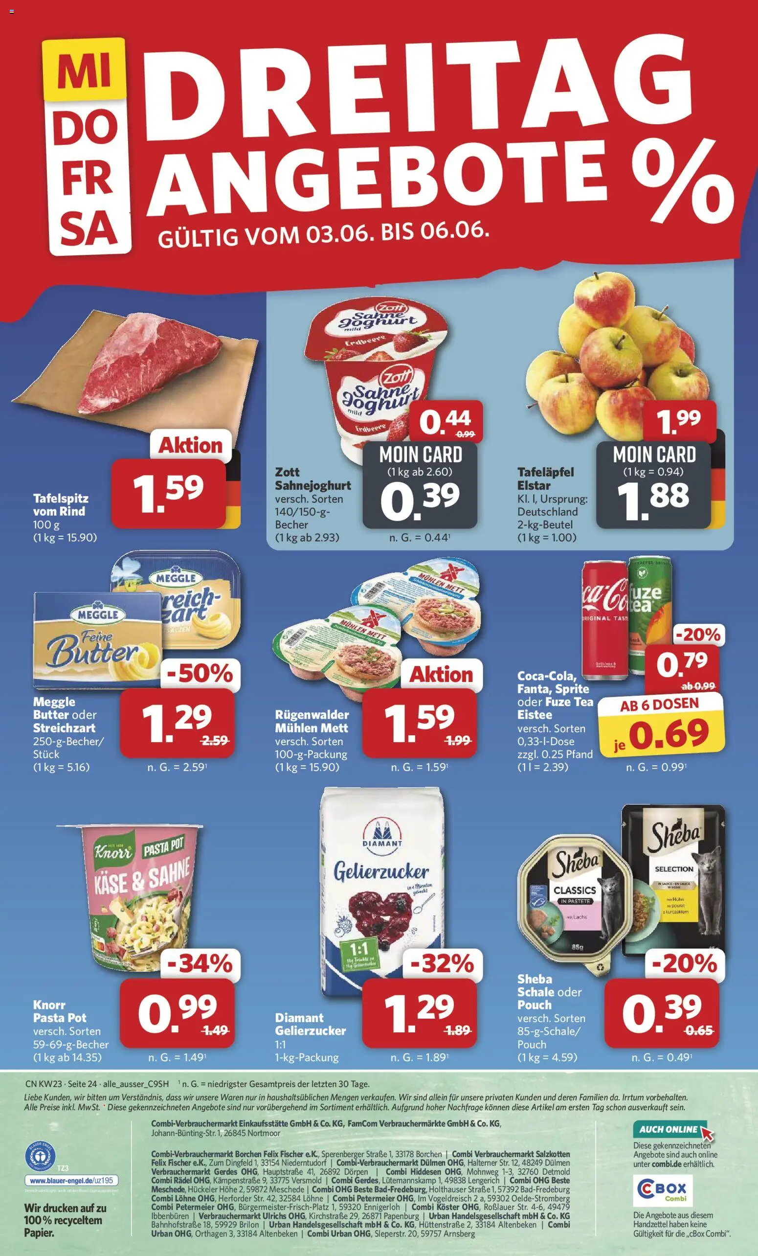 Combi Prospekt – gültig ab 01.06.2026 | Seite: 24 | Produkte: Fuze tea, Sprite, Knorr, Sahne