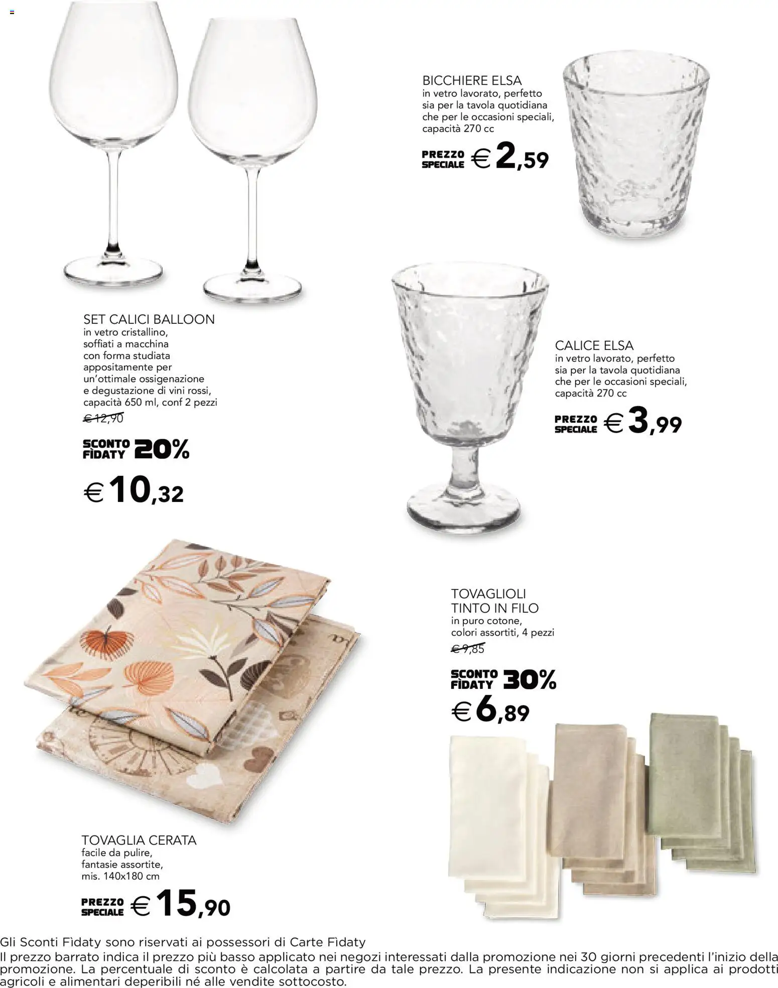 Volantino Esselunga S del 08/10/2026 | Pagina: 8 | Prodotti: Calice, Bicchiere, Basso, Tovaglia