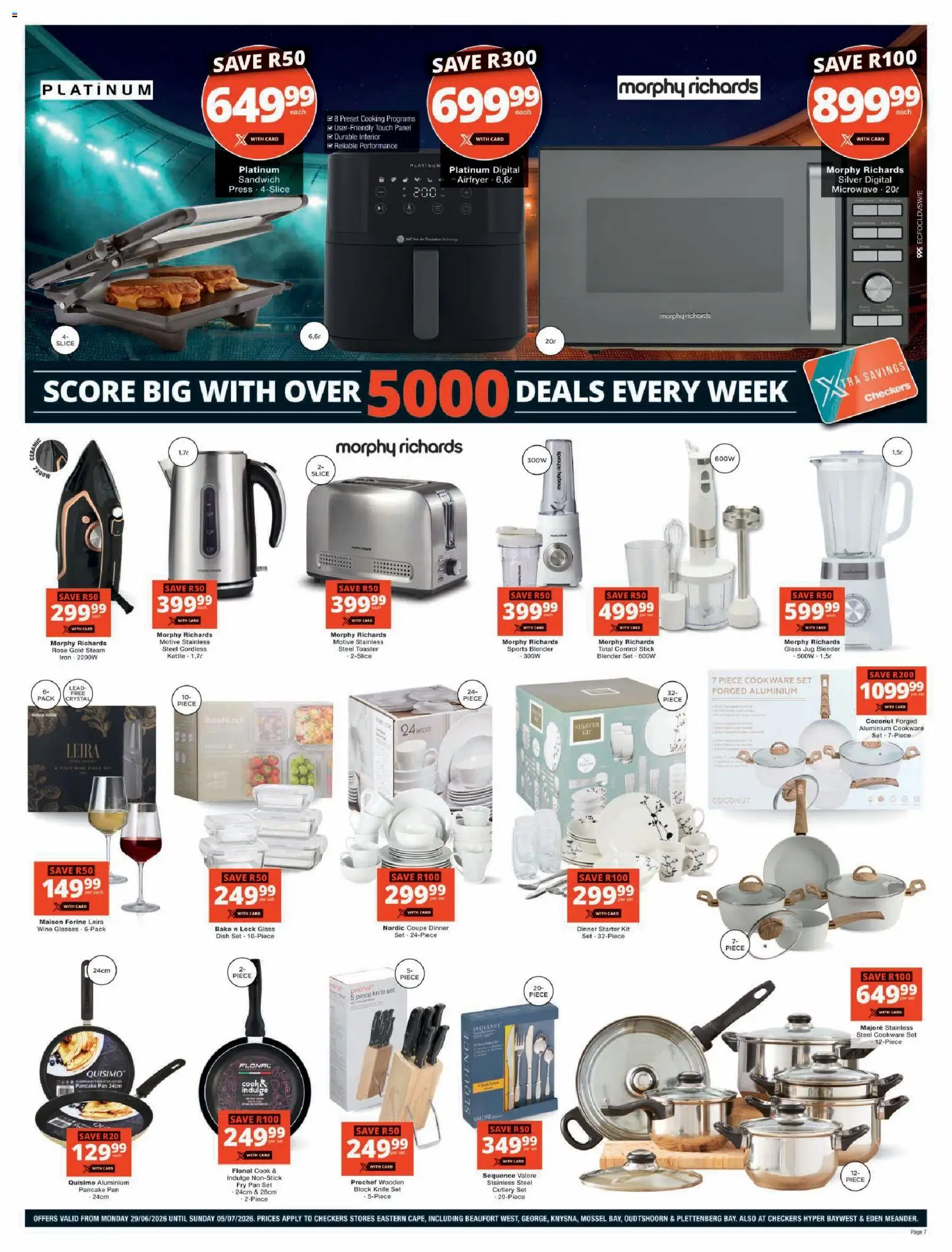 New Checkers catalogue – valid from 29/06/2026 | Page: 7 | Products: Knife set, Toaster, Blender, Cookware