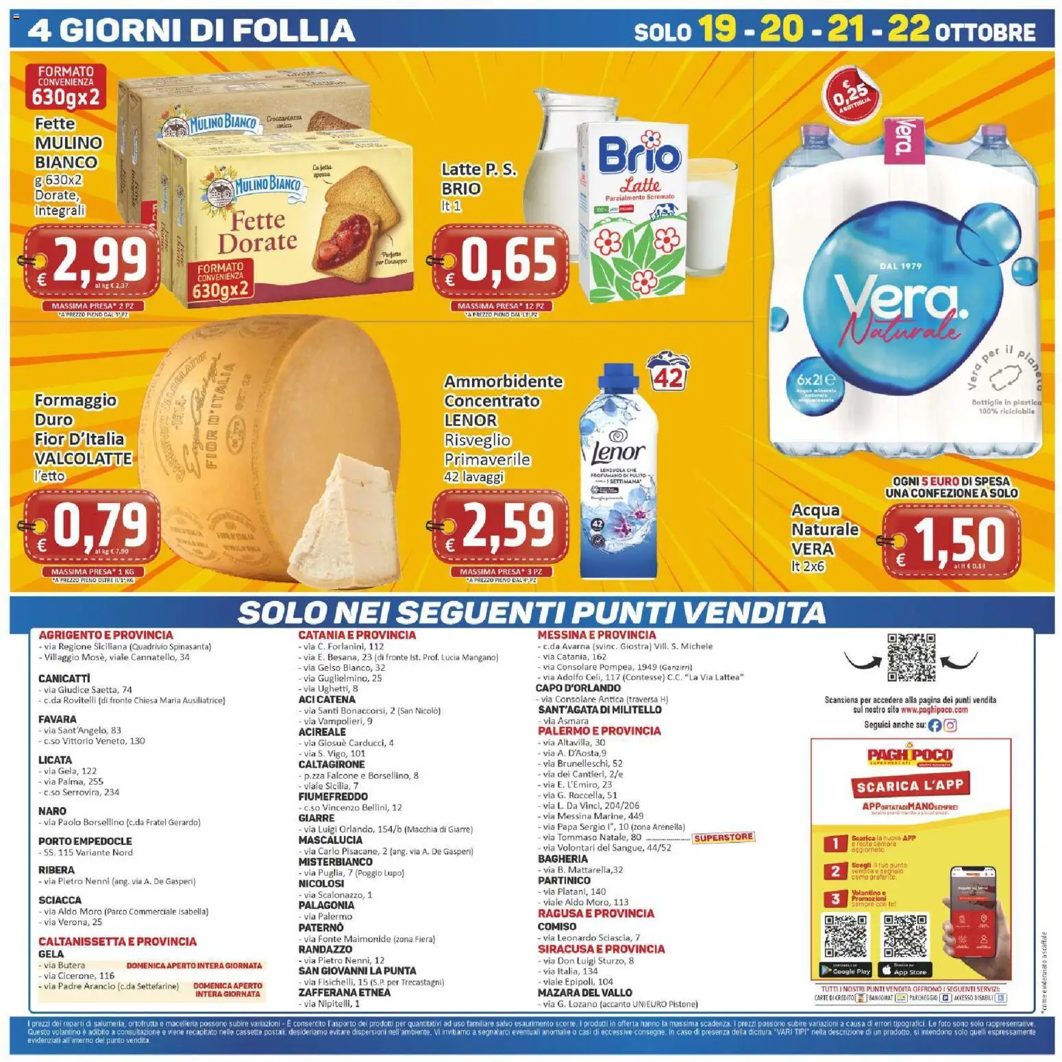 Volantino Paghi Poco del 13/10/2026 | Pagina: 20 | Prodotti: Latte, Formaggio, Acqua naturale, Bottiglia