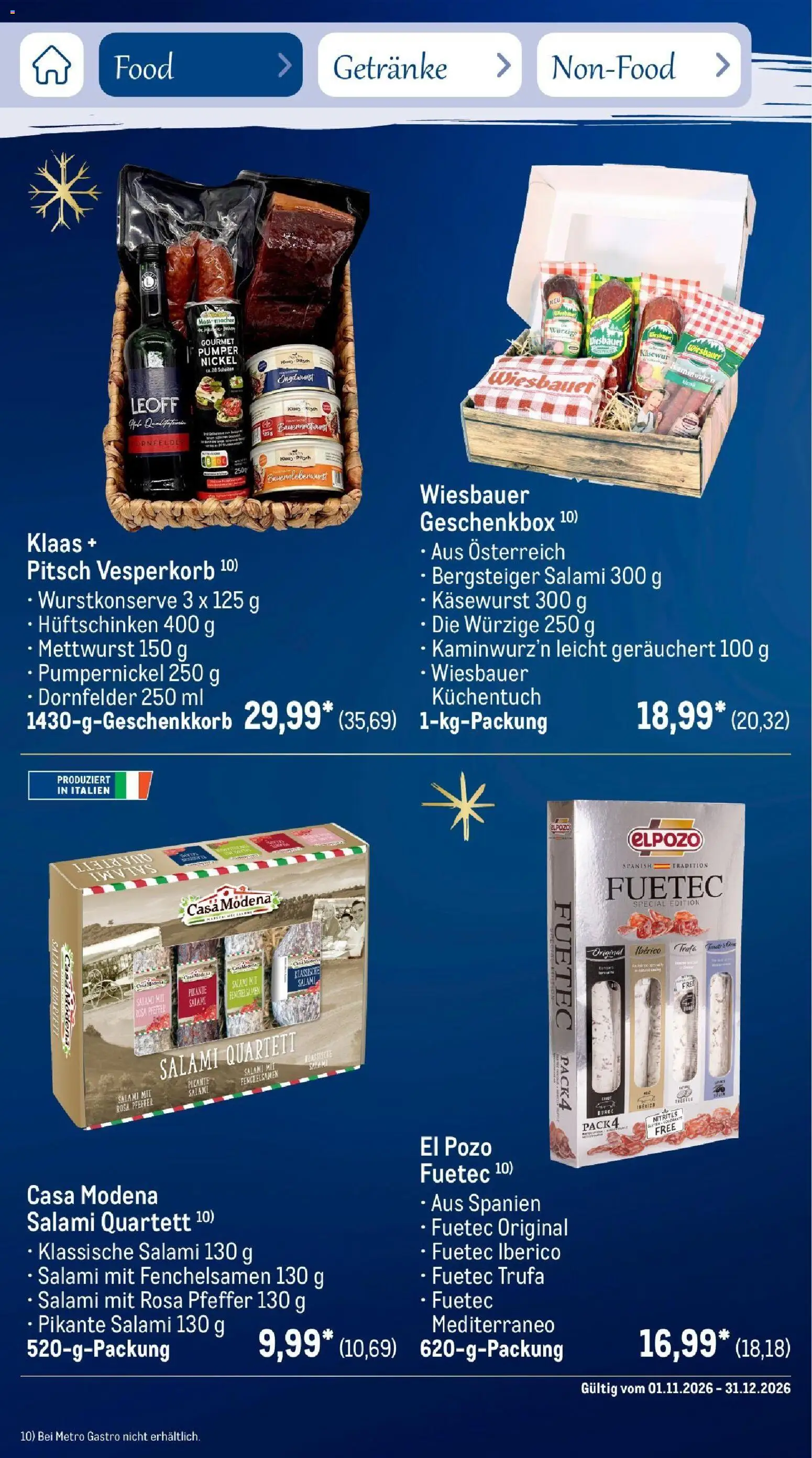 Metro Saisonkatalog Festtage voller Genuss – gültig ab 01.11.2026 | Seite: 105 | Produkte: Pfeffer, Salami