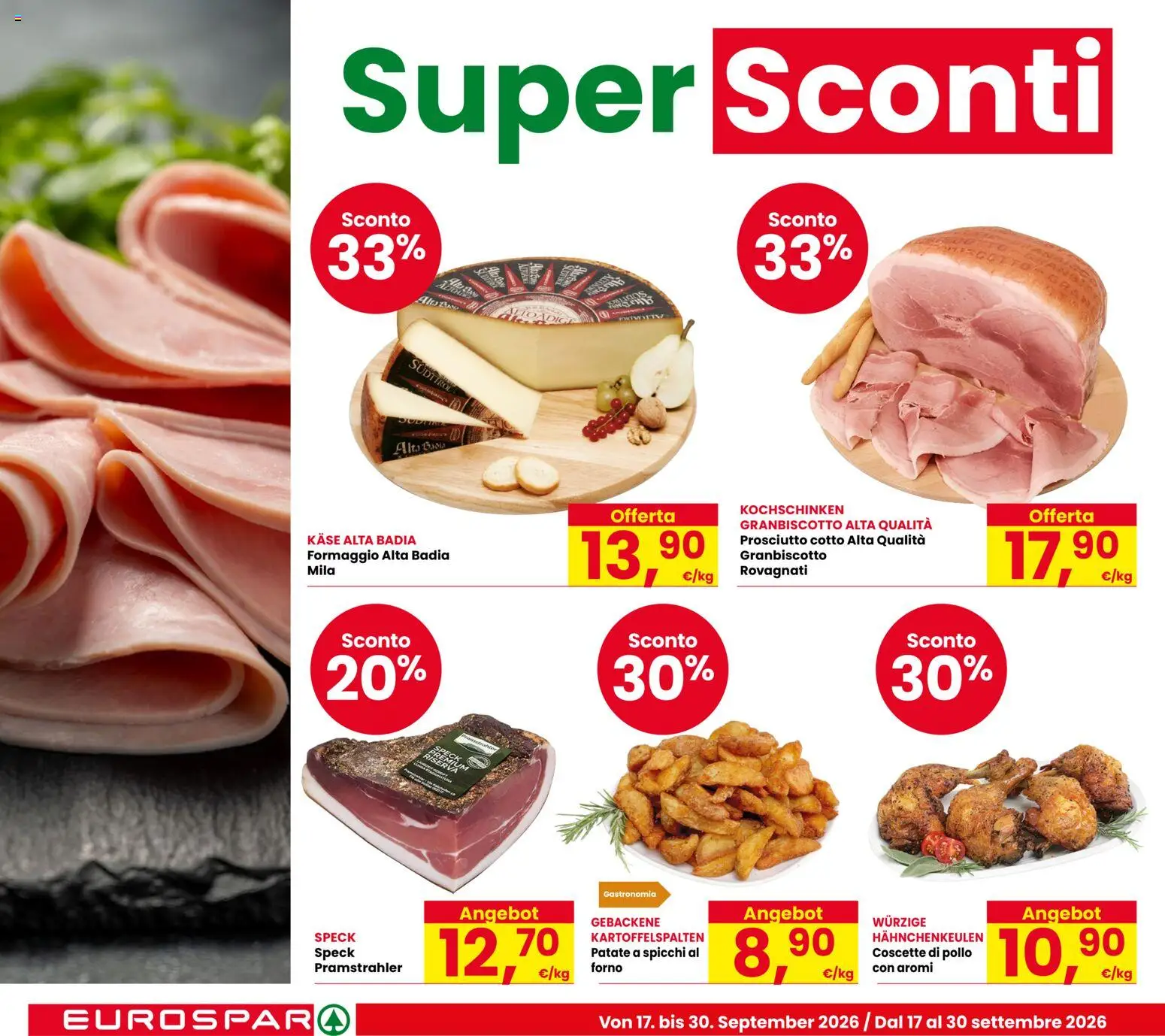 Volantino Eurospar del 17/09/2026 | Pagina: 8 | Prodotti: Speck, Pollo, Prosciutto, Forno