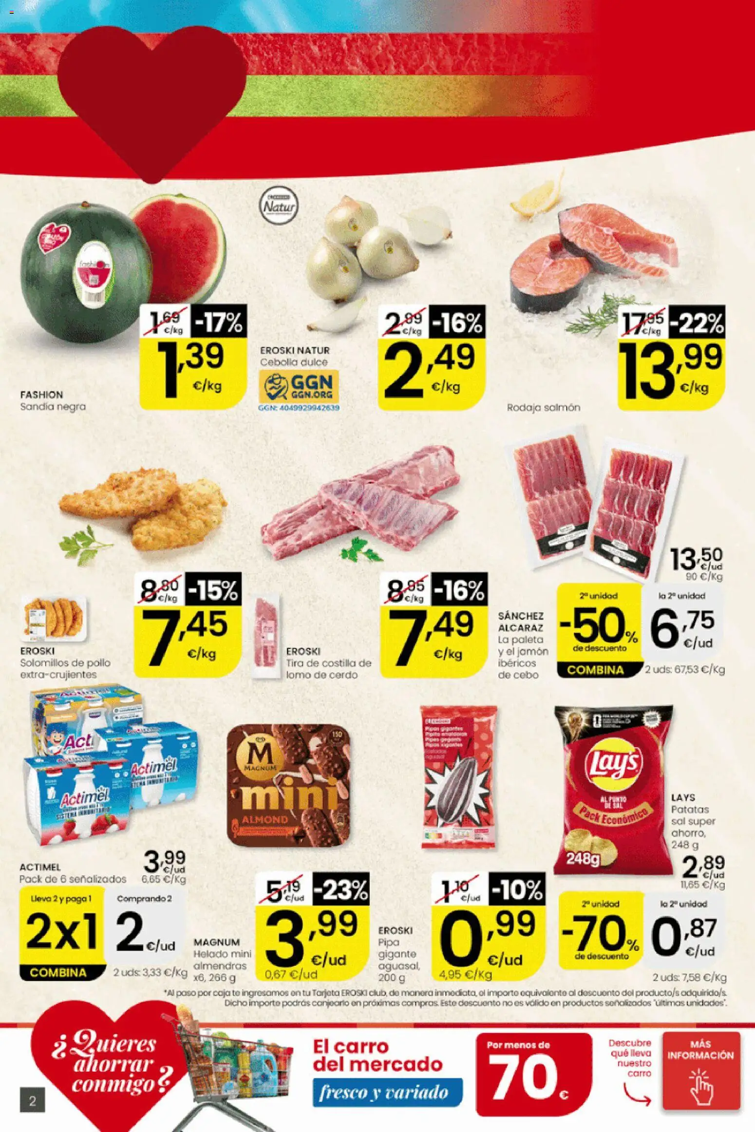 Eroski folleto Center │ válido desde el 16/07/2026 | Página: 2 | Productos: Cerdo, Helado, Παγωμένο τσάι, Sandía