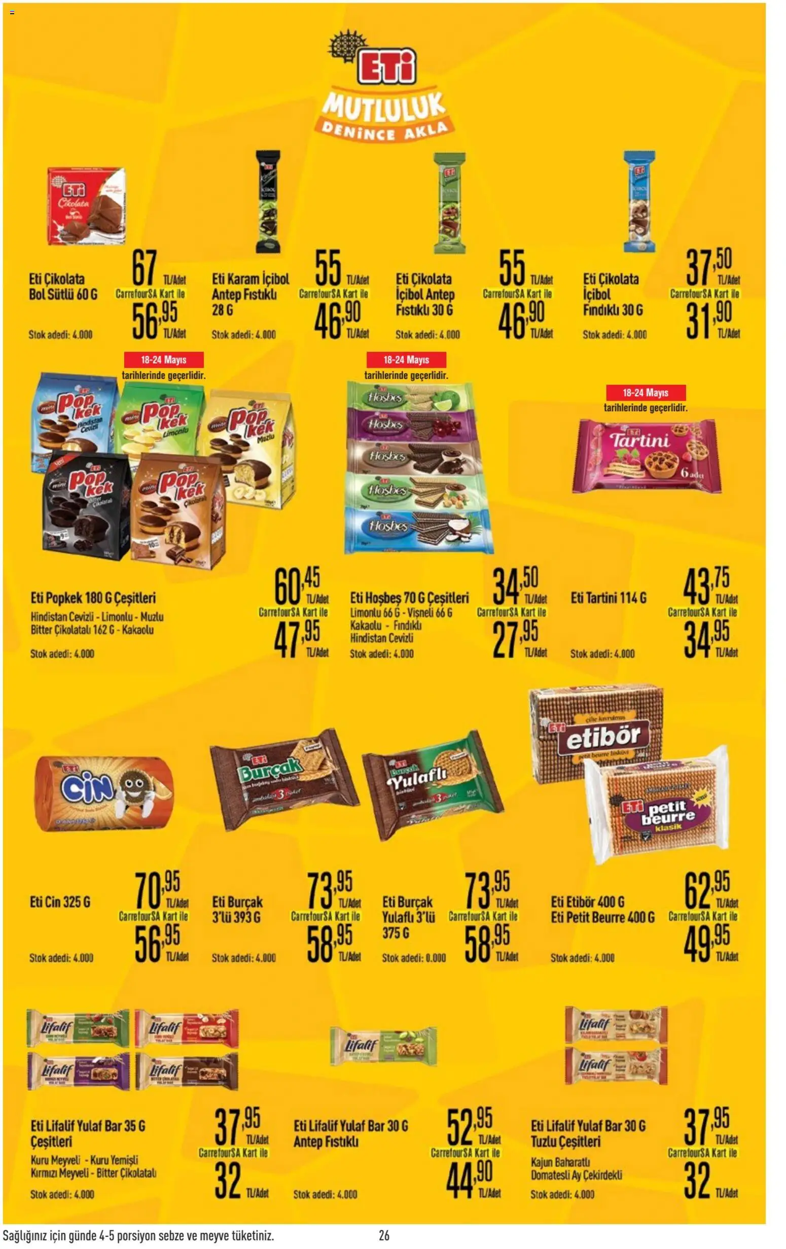 CarrefourSA Katalog - 18.05.2026 tarihinden itibaren geçerlidir | Sayfa: 26 | Ürünler: Çikolata, Cin, Sebze, Meyve