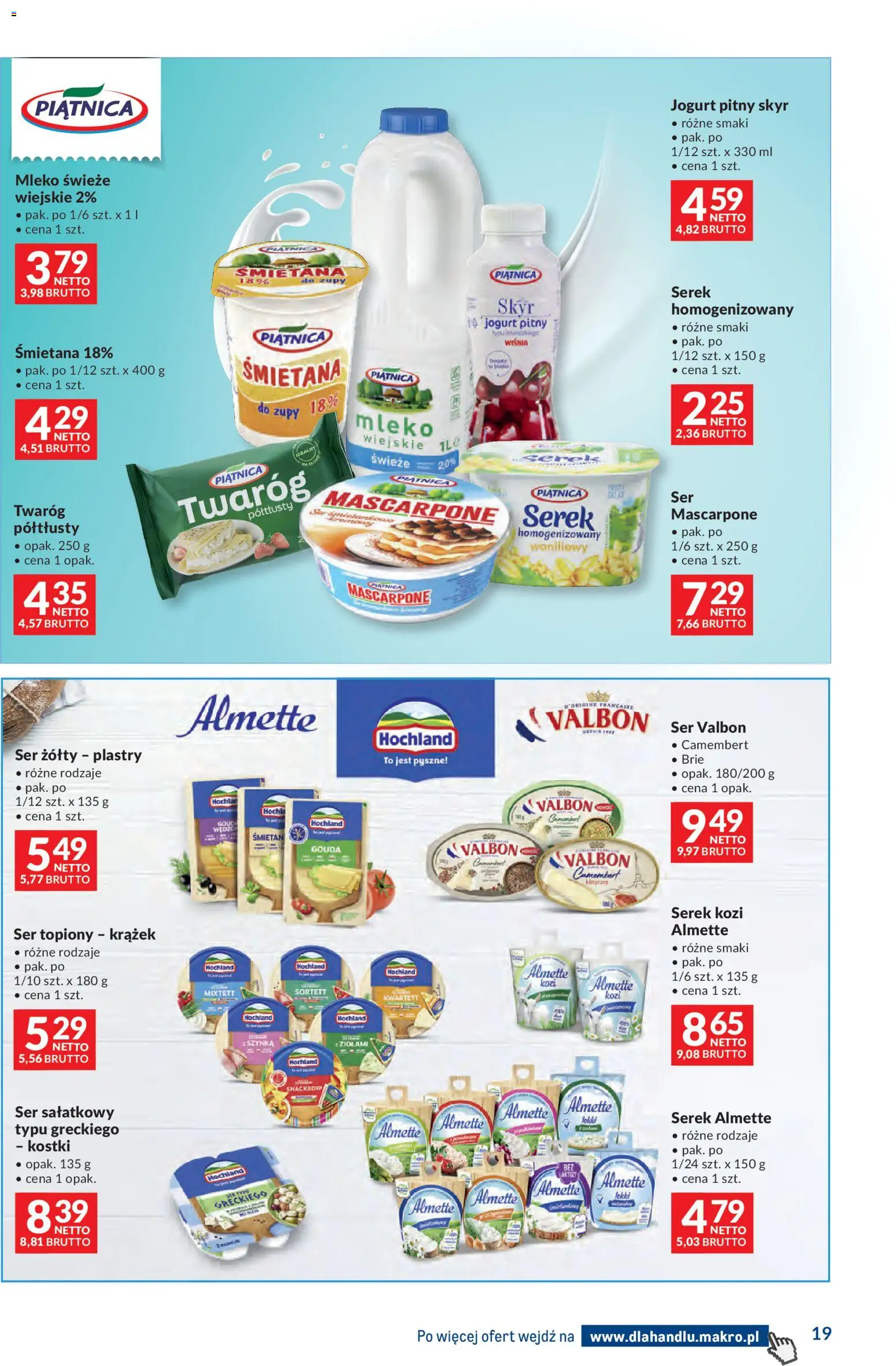 Makro gazetka - Dystrybucja do sklepów od 12.05.2026 | Strona: 19 | Produkty: Ser topiony, Serek homogenizowany, Mascarpone, Skyr