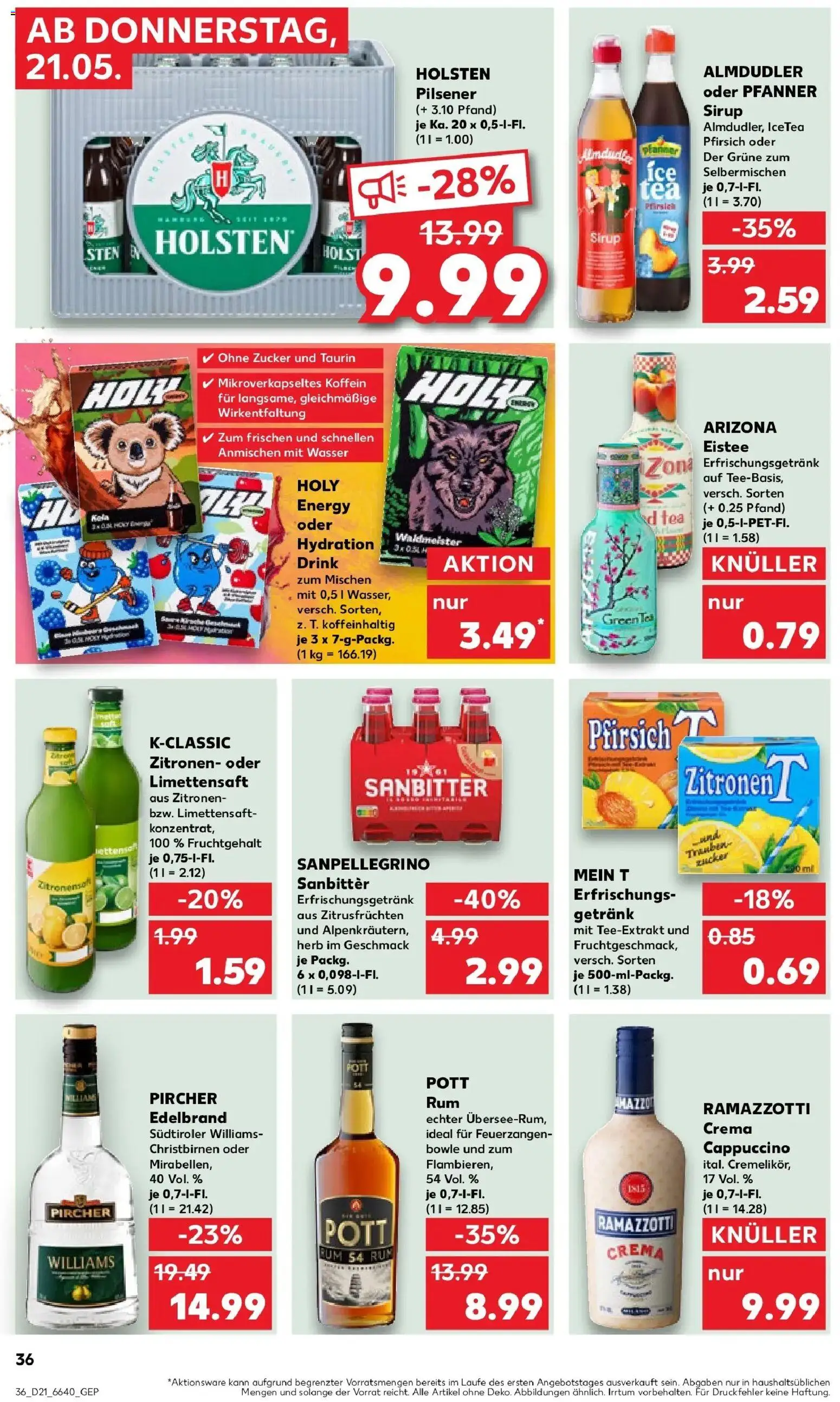 Kaufland Prospekt Schramberg – gültig ab 21.05.2026 | Seite: 36 | Produkte: Rum, Ramazzotti crema, Wasser, Zucker