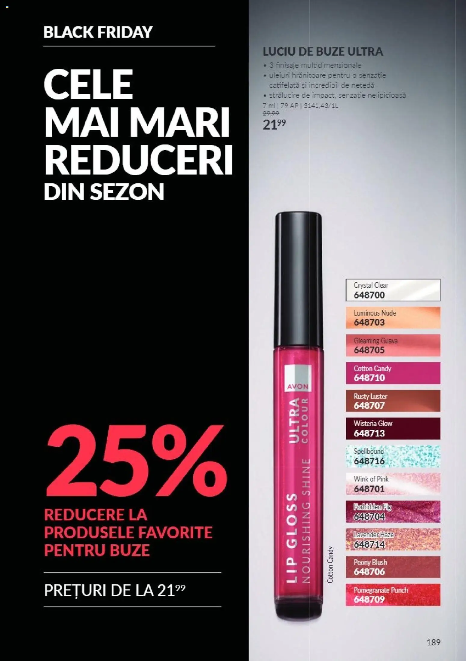 Noul catalog Avon – valabil de la 01.11.2026 | Pagină: 189 | Produse: Blush, Luciu de buze, Clear, Black