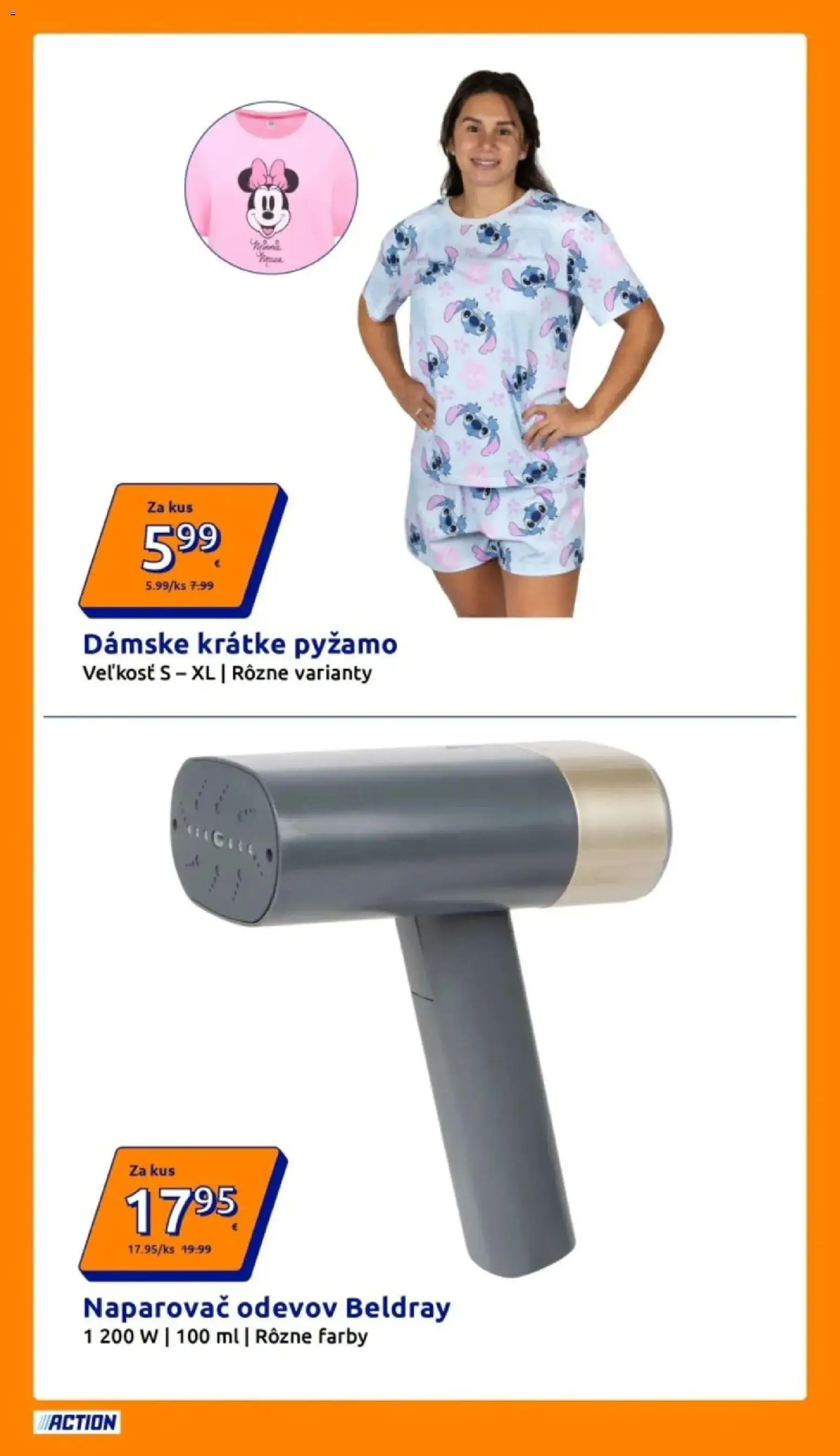 Nové Action akcie – leták je platný od 24.06.2026 | Strana: 4 | Produkty: Naparovač odevov, Pyžamo