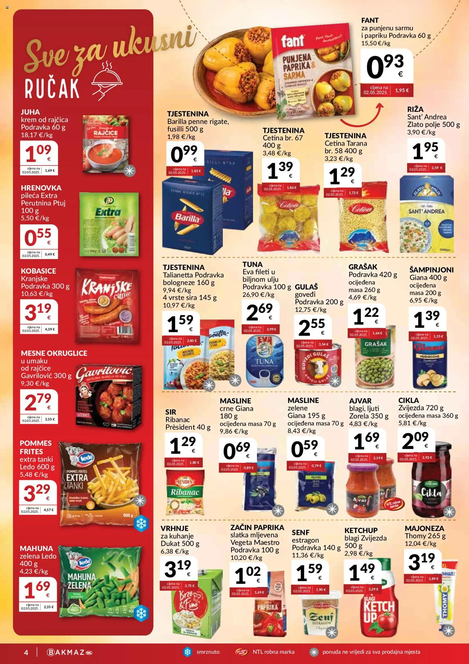 Bakmaz katalog | vrijedi od 29.07.2026 | Stranica: 4 | Proizvodi: Mahuna, Pommes frites, Majoneza, Rajčica