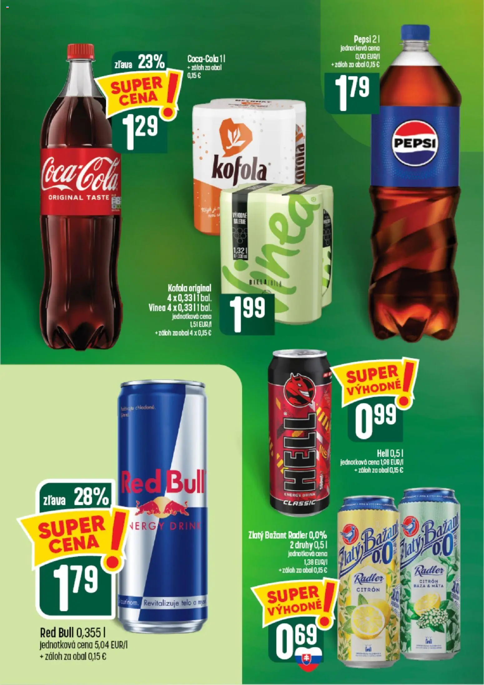 Nové COOP Jednota akcie – leták je platný od 26.08.2026 | Strana: 52 | Produkty: Radler, Red Bull, Zlatý Bažant, Vinea