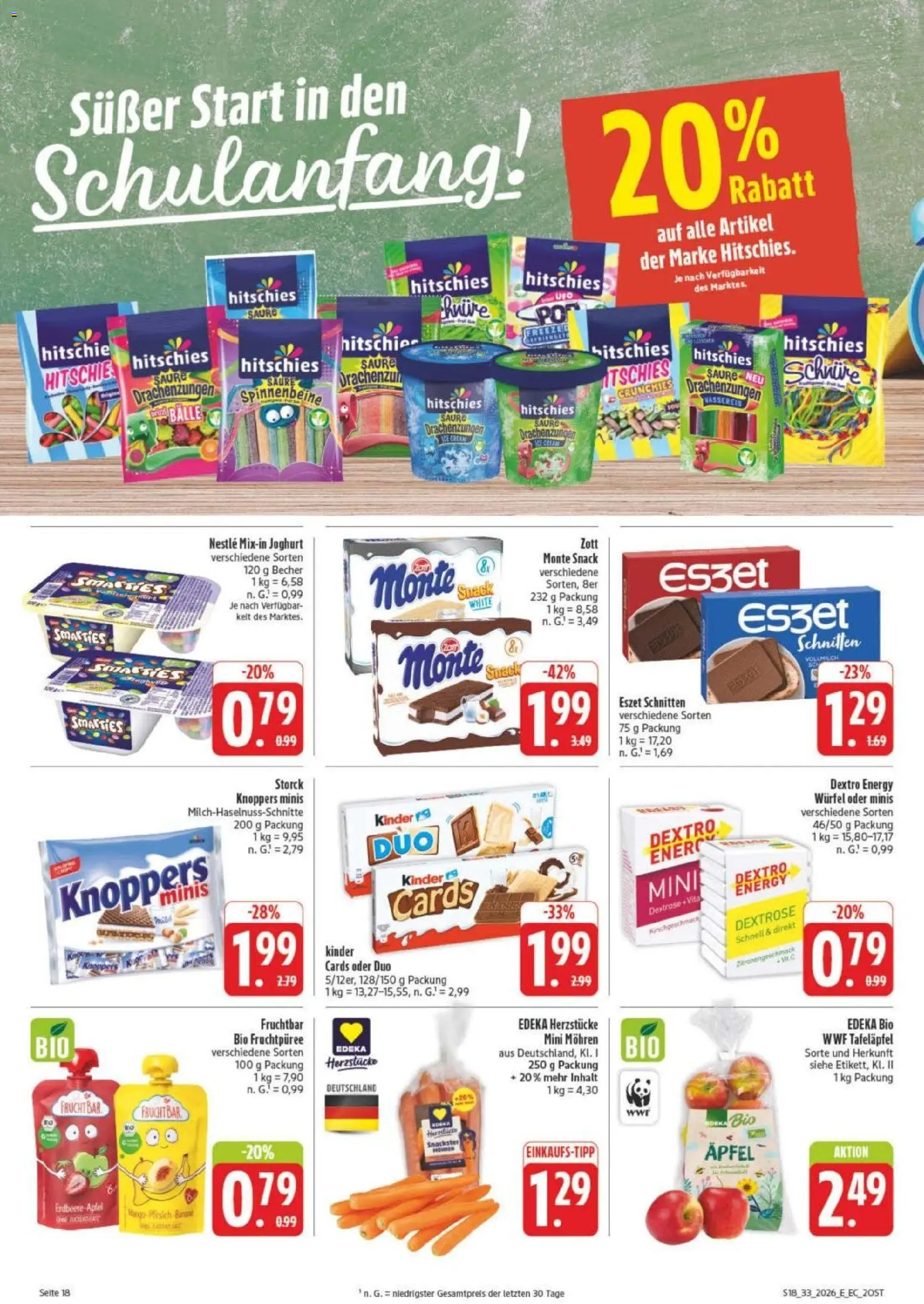 Edeka Prospekt Leipzig – gültig ab 10.08.2026 | Seite: 22 | Produkte: Joghurt, Äpfel, Pfirsich, Knoppers