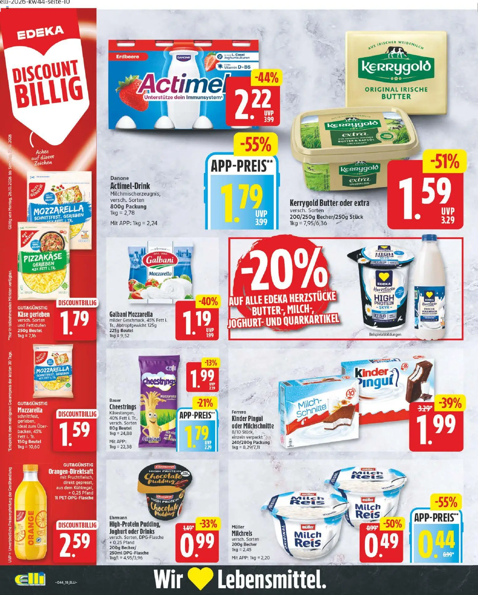 Elli Markt Prospekt – gültig ab 26.10.2026 | Seite: 10 | Produkte: Mozzarella, Pudding, Skyr, Kerrygold butter
