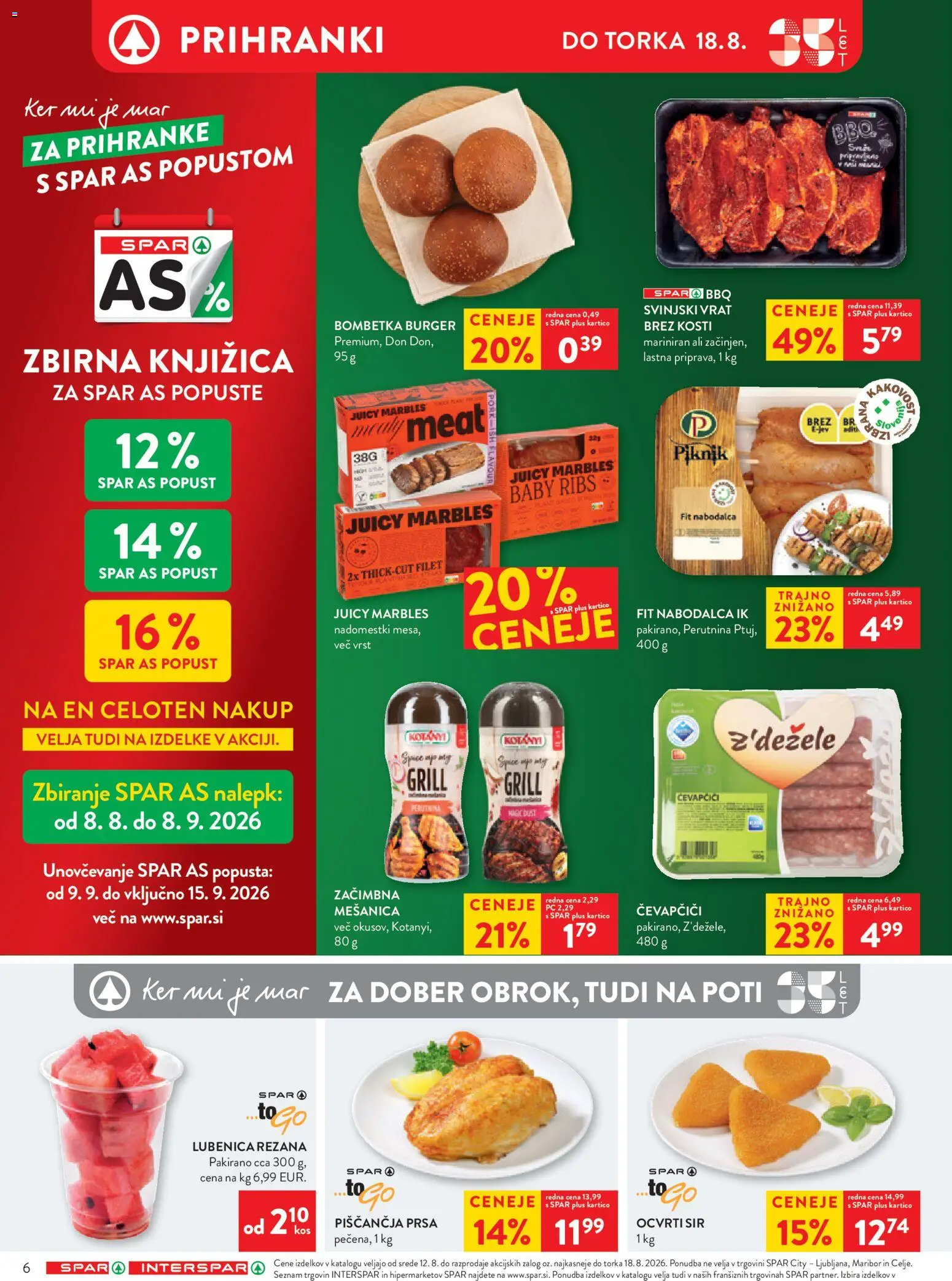 Novi Spar katalog ponudbe – veljaven od 12.08.2026 | Stran: 6 | Izdelki: Piščančja prsa, Ocvrti sir, Čevapčiči, Sir