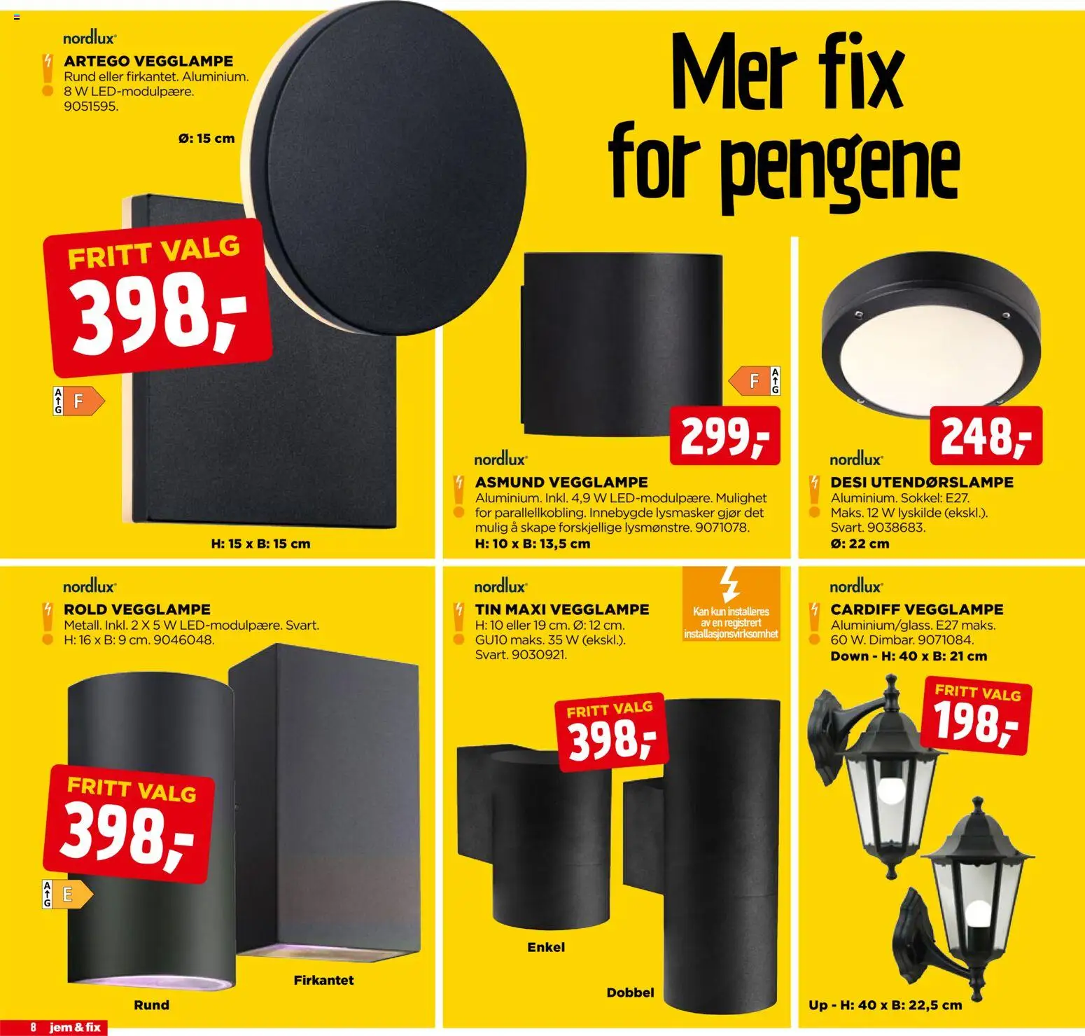 {H1} | Side: 8 | Produkter: Vegglampe