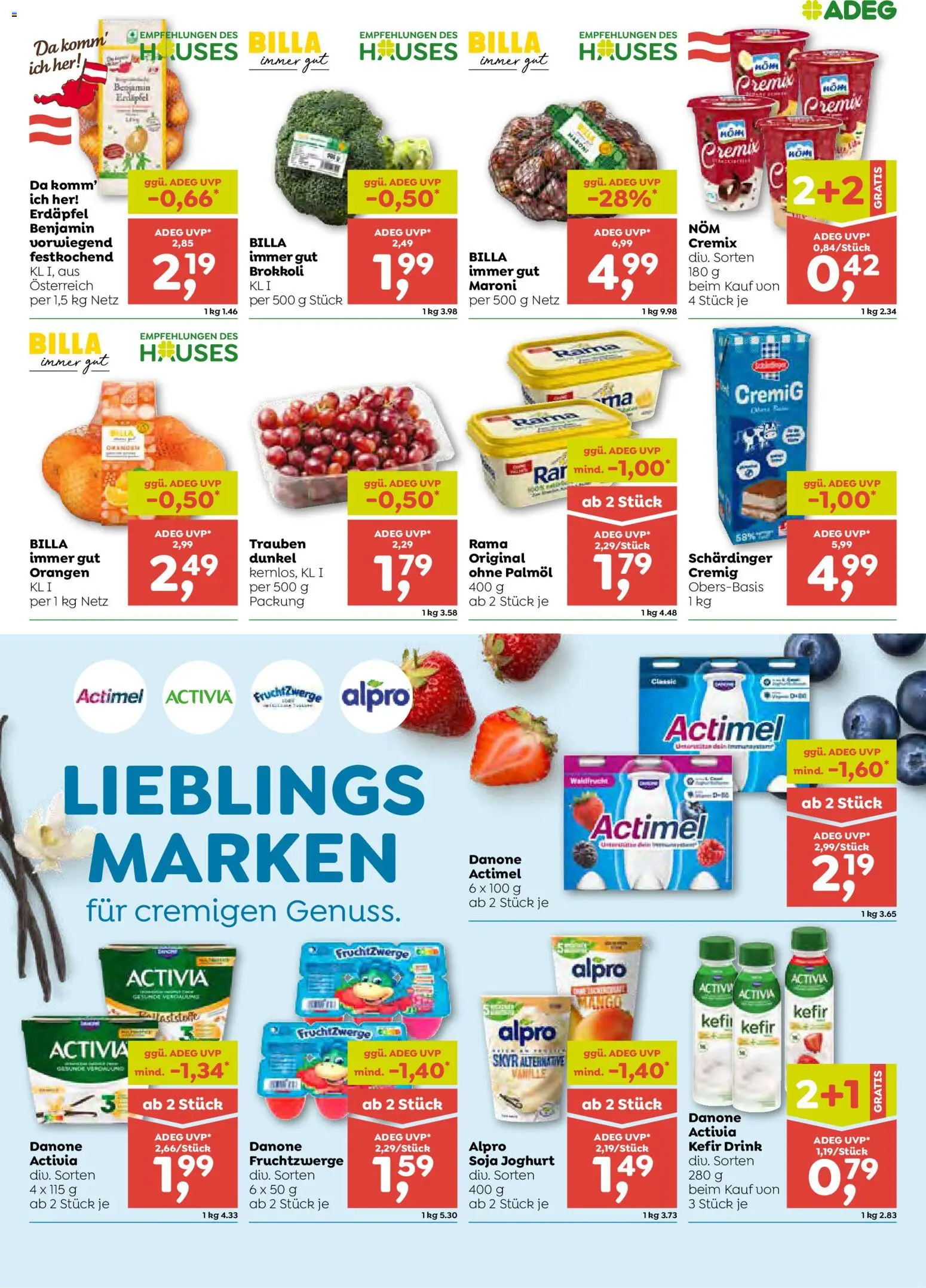 ADEG Flugblatt gültig ab 01.10.2026 | Seite: 3 | Produkte: Joghurt, Orangen, Brokkoli