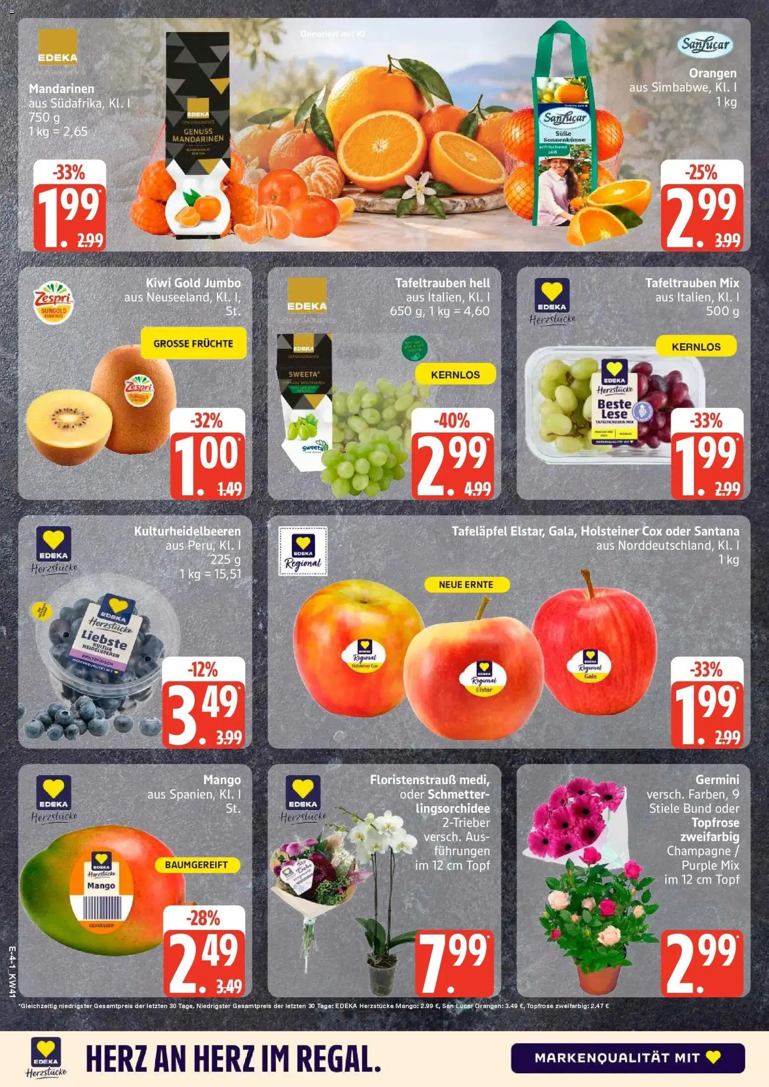 Edeka Prospekt Tostedt (ab 05.10.2026) » Angebote Online | Seite: 4 | Produkte: Mandarinen, Orangen, Heidelbeeren, Kiwi