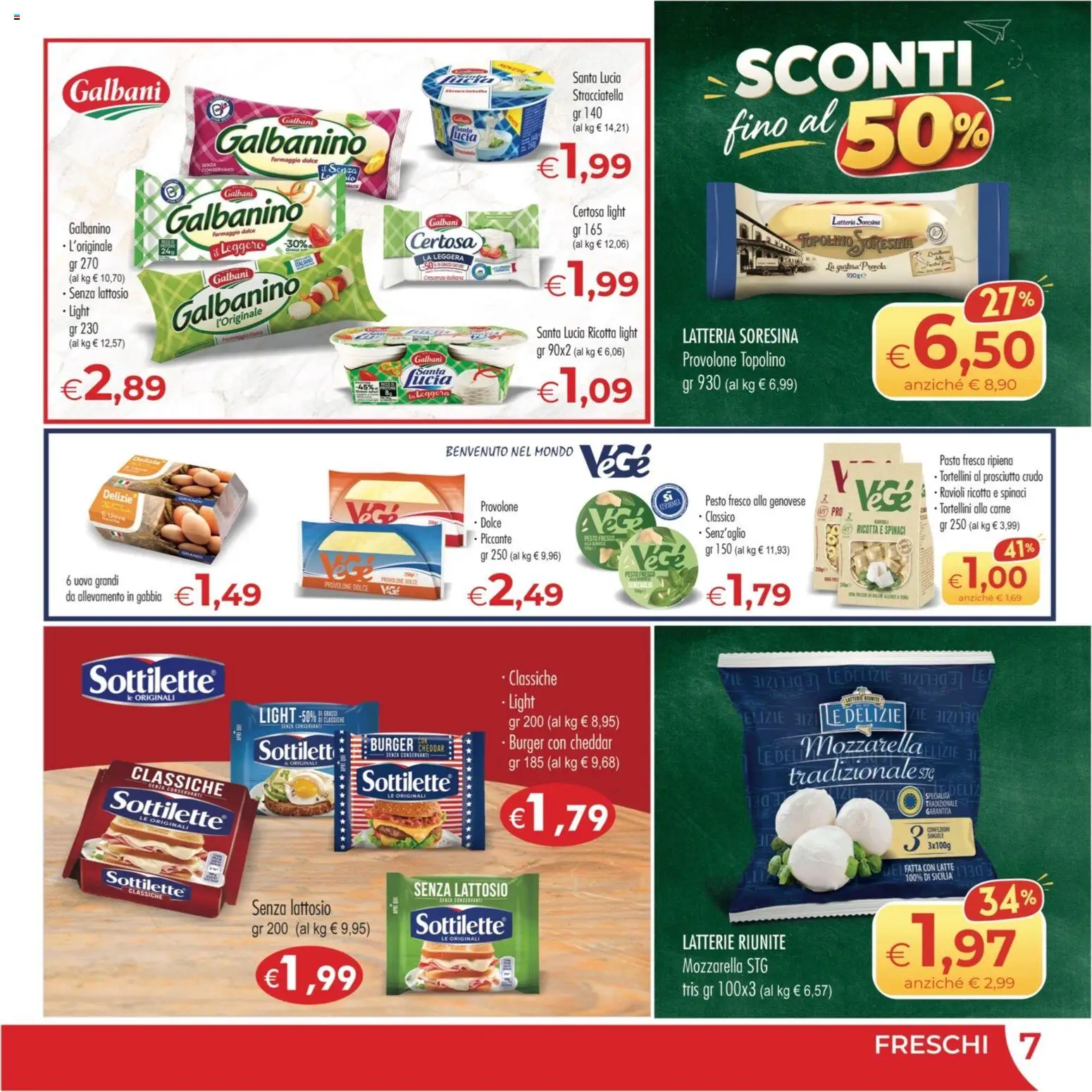 Volantino MerSi Supermercati del 23/09/2026 | Pagina: 7 | Prodotti: Cheddar, Prosciutto, Pasta, Spinaci