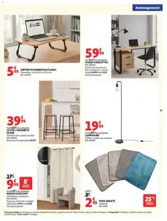 Auchan - Prévisualisation de Auchan - Promos rentrée étudiants valide à partir de 18/08/2026 | Page: 37 | Produits: Lampadaire, Chaise, Tapis, Rideau