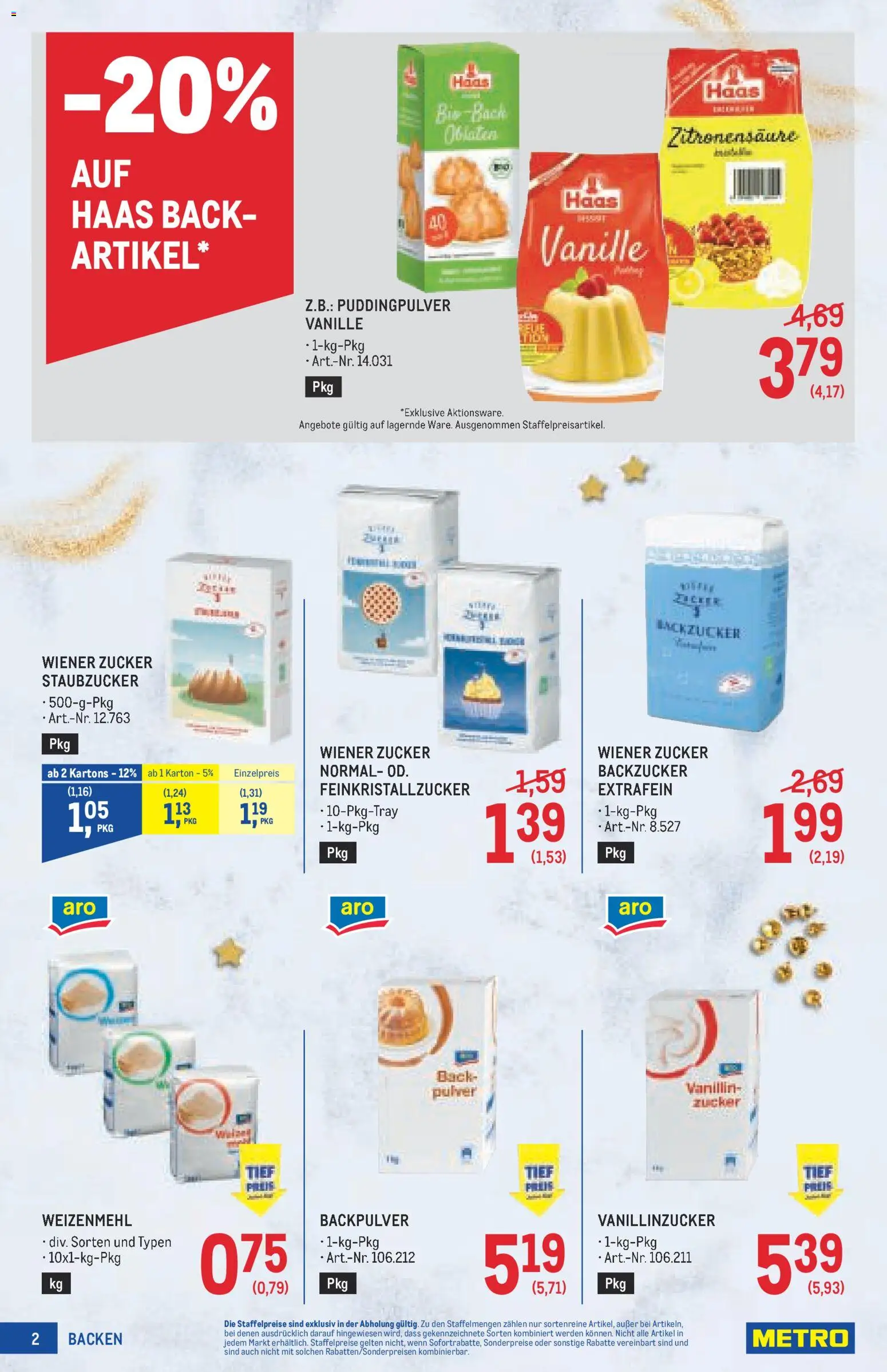 Metro angebote Backen Spezial gültig ab 15.10.2026 | Seite: 2 | Produkte: Zucker, Vanille, Backpulver