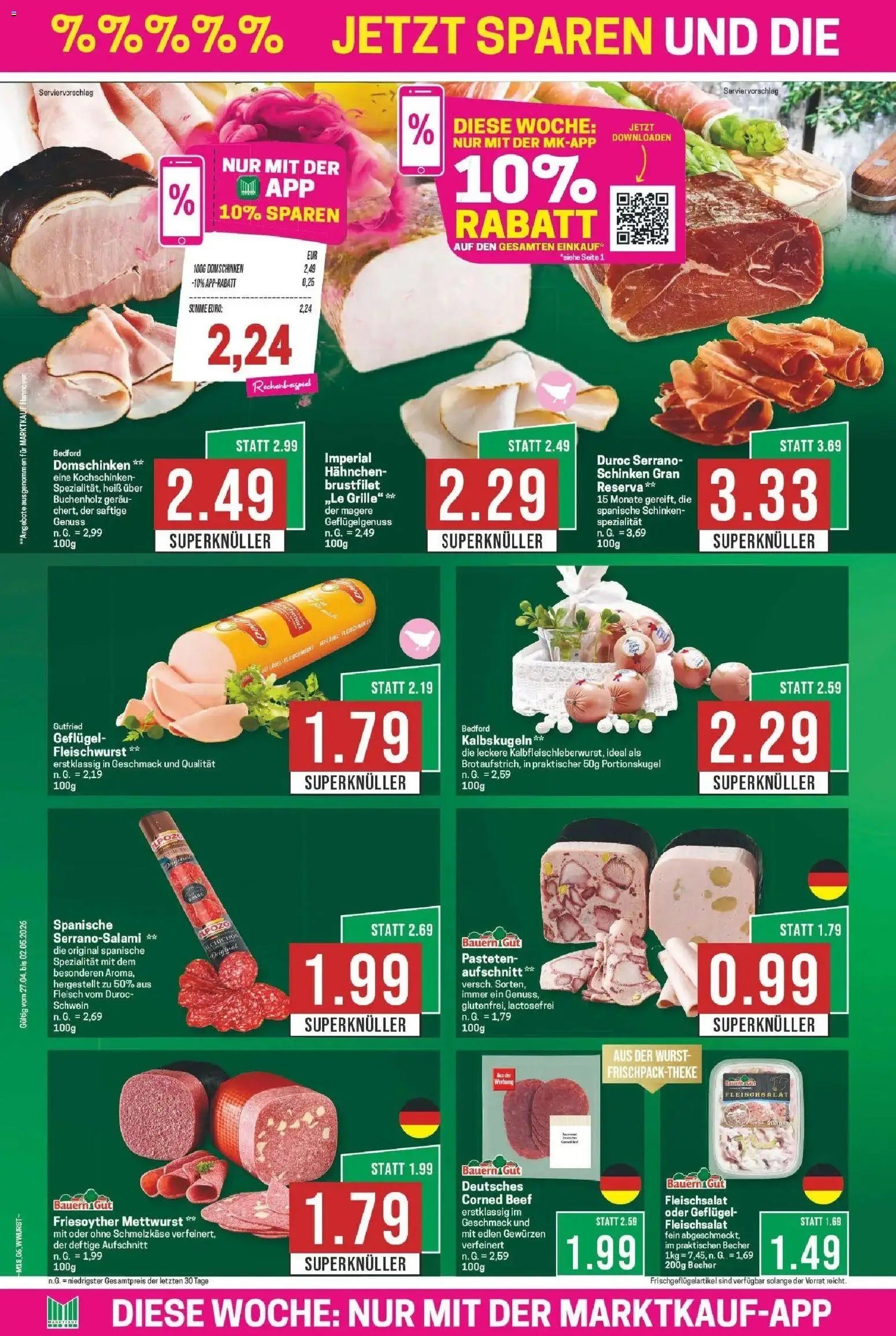 Marktkauf Prospekt Bad Salzuflen	 – gültig ab 27.04.2026 | Seite: 6 | Produkte: Hahnchen, Wurst, Schinken, Fleisch