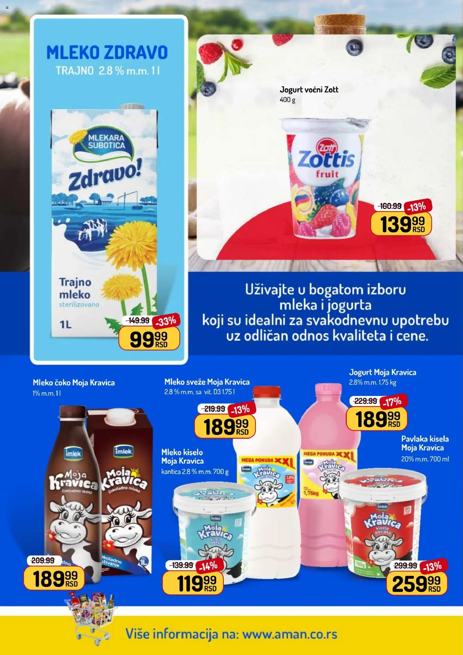 Aman katalog - važi od 20.07.2026 | Strana: 8 | Proizvode: Čokoladno mleko, Moja kravica, Jogurt, Pavlaka