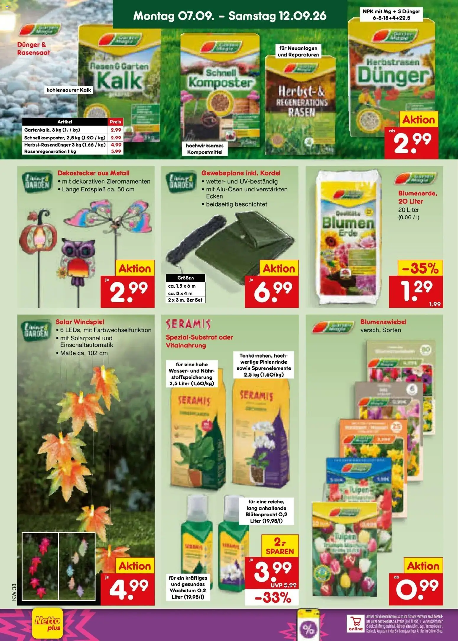 Netto Marken-Discount Prospekt Gemmingen – gültig ab 14.09.2026 | Seite: 44 | Produkte: Blumen, Kalk, Wasser