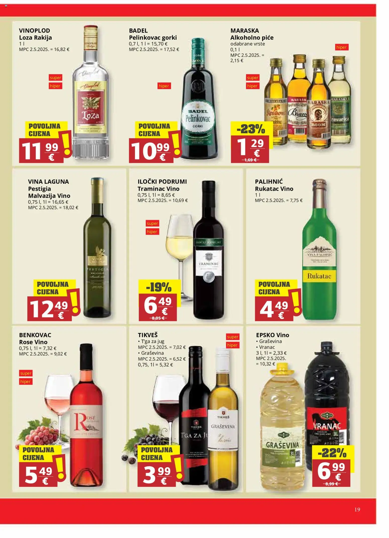 Ribola katalog | vrijedi od 10.06.2026 | Stranica: 19 | Proizvodi: Pelinkovac, Vino, Rakija