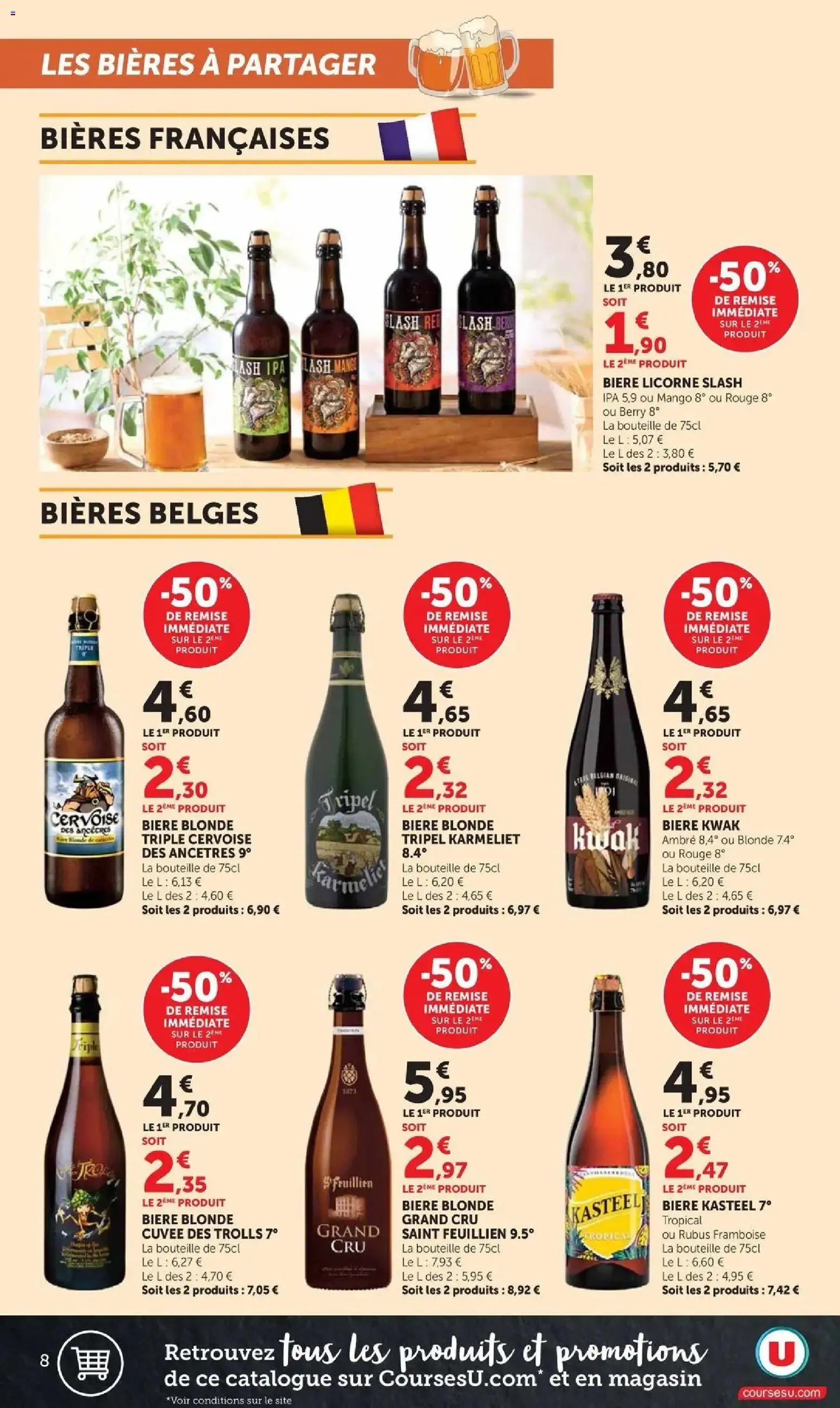 {H1} | Page: 8 | Produits: Framboise, Bière blonde, Bouteille, Bière