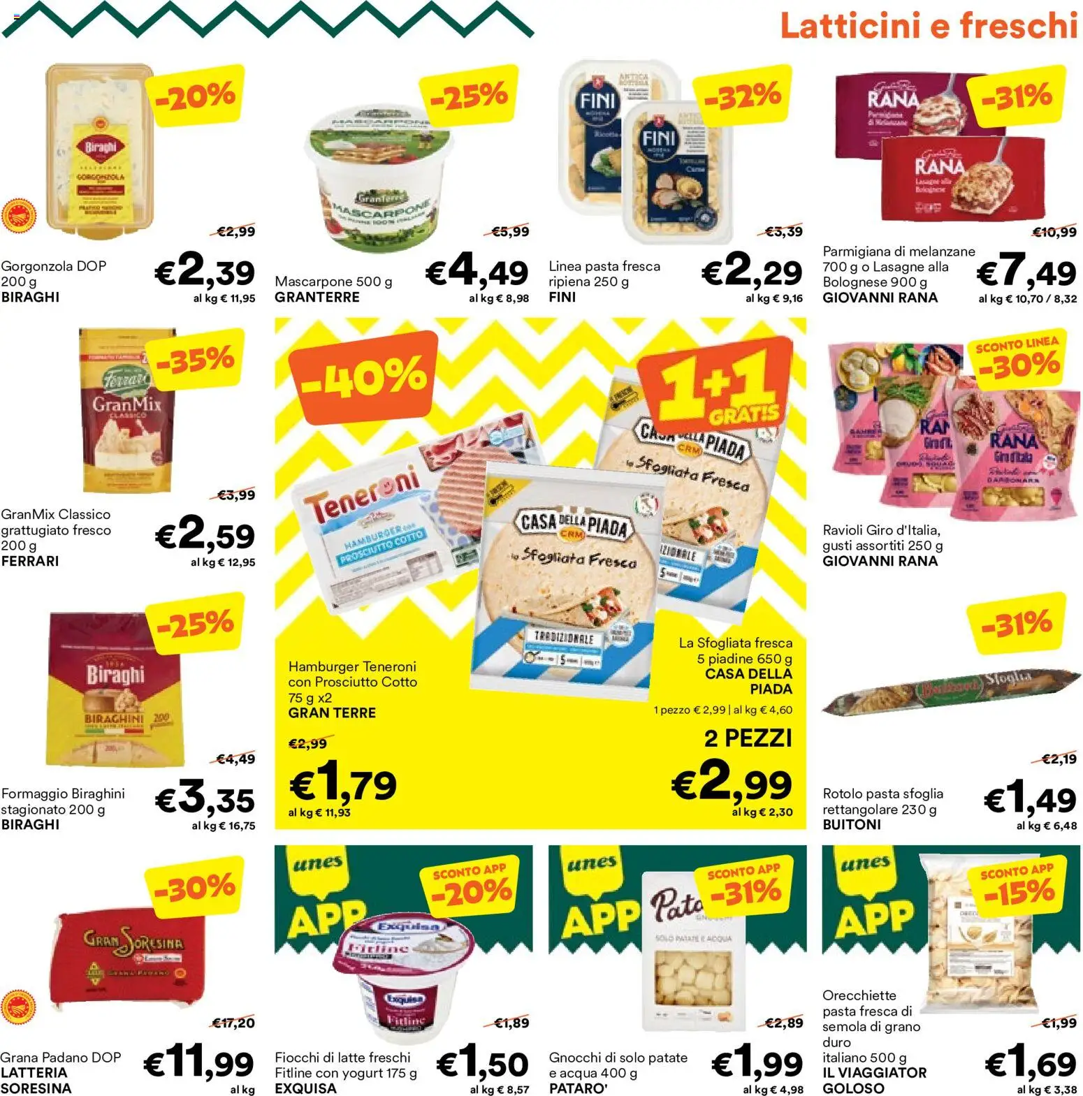 Volantino Unes del 06.05.2026 | Pagina: 7 | Prodotti: Yogurt, Patate, Pasta, Gorgonzola