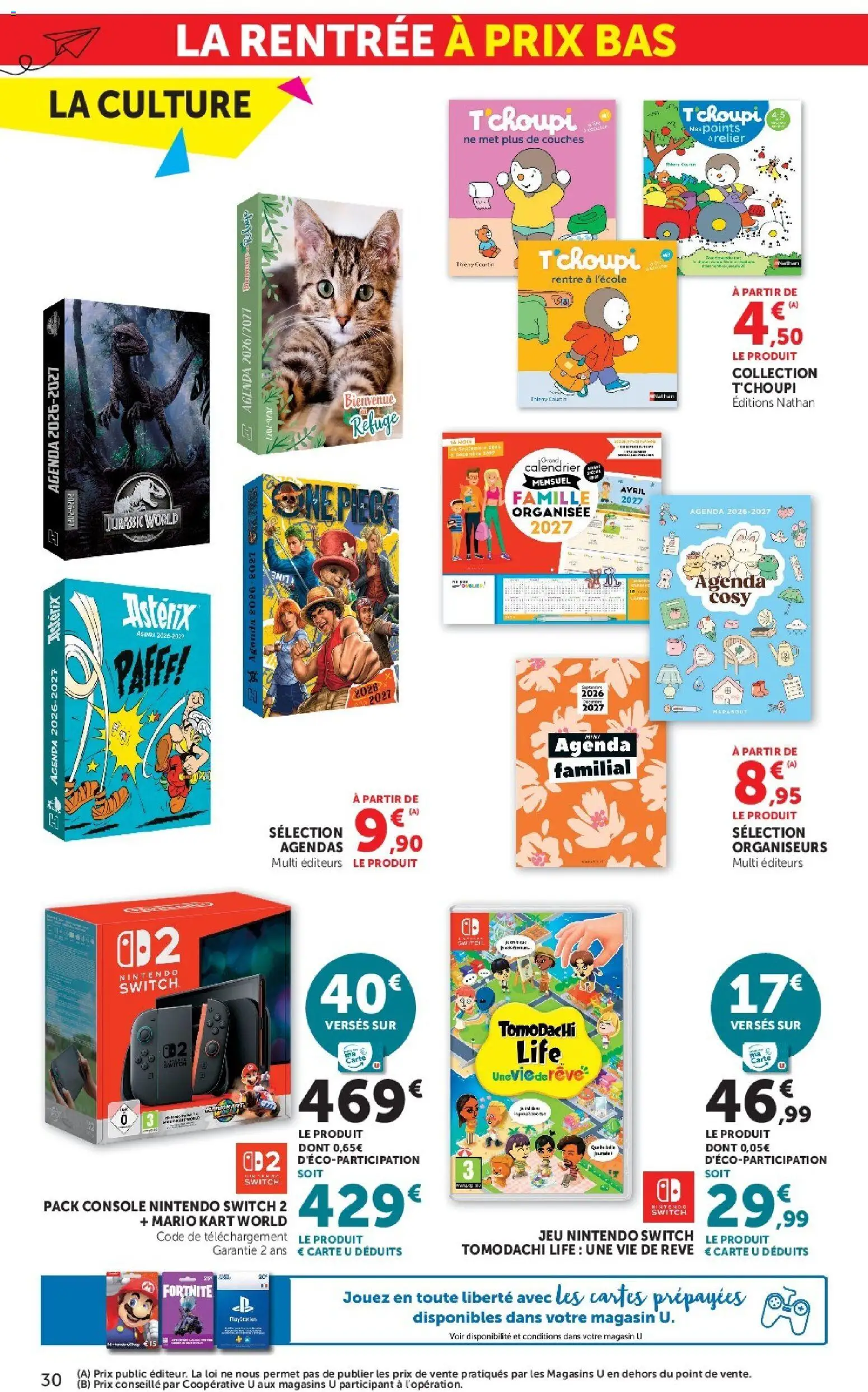 {H1} | Page: 30 | Produits: Couches, console Nintendo Switch, Calendrier