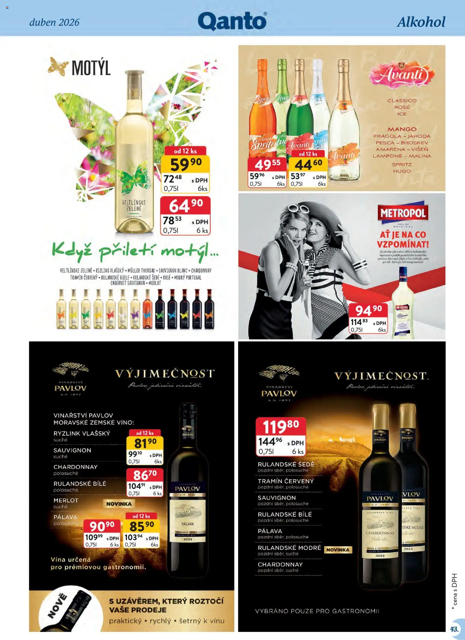 Astur & Qanto leták - Velkoobchod 04/2026 od 01.04.2026 | Strana: 43 | Produkty: Merlot, Spritz, Sprite, Avanti