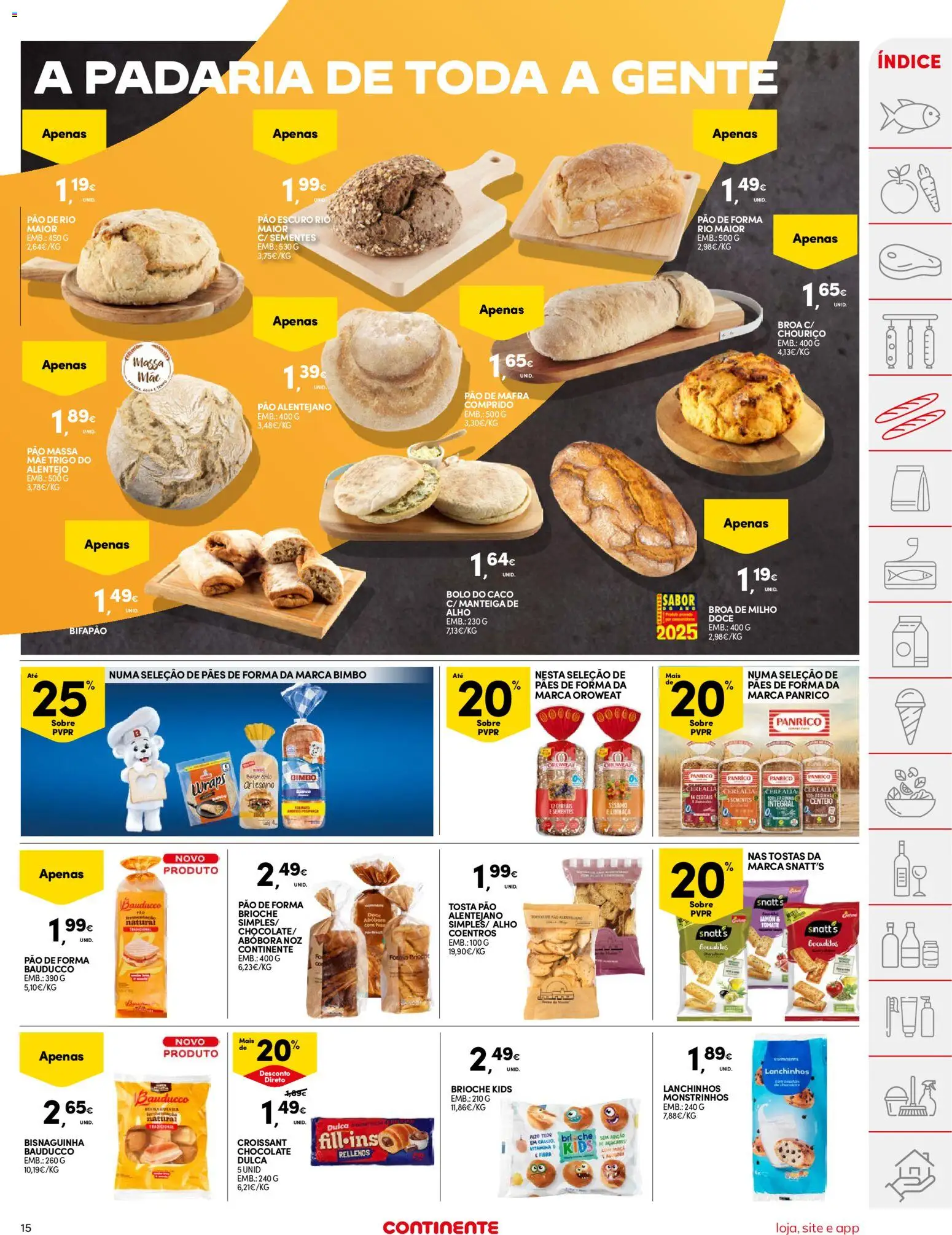 Continente folheto │ válido de 20/10/2026 | Página: 15 | Produtos: Bolo, Tostas, Massa, Alho