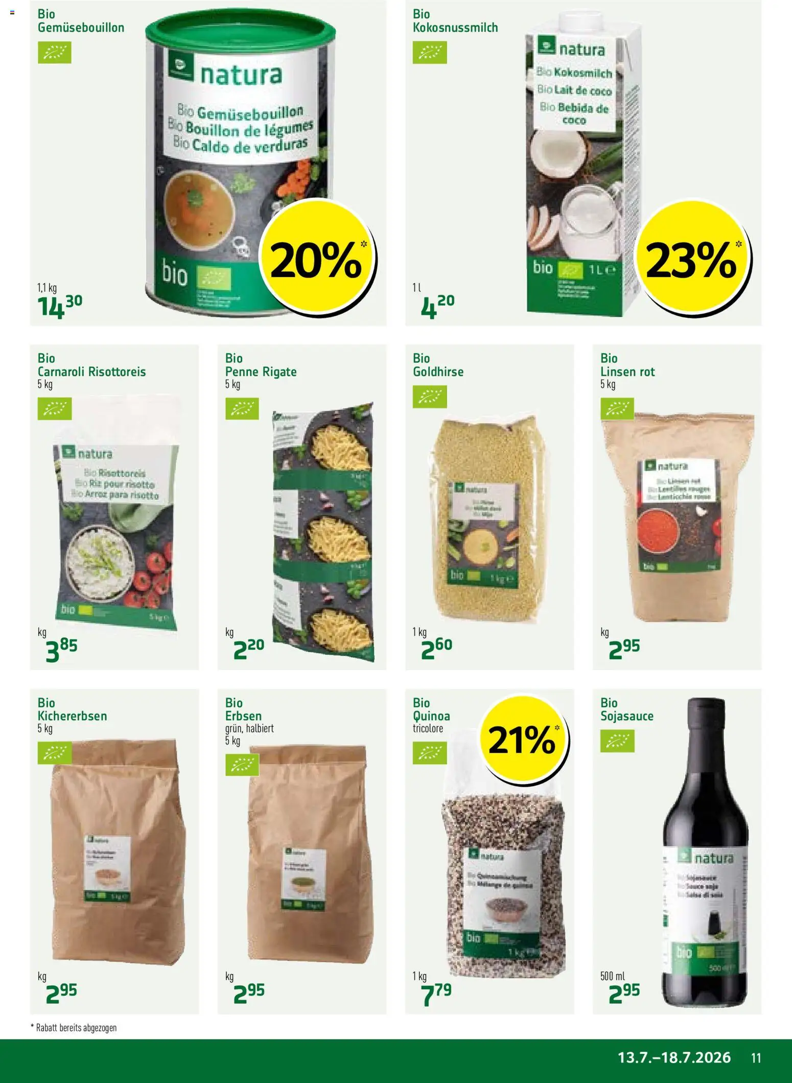 Prodega aktionen Natura – gültig ab 13.07.2026 | Seite: 11 | Produkte: Erbsen