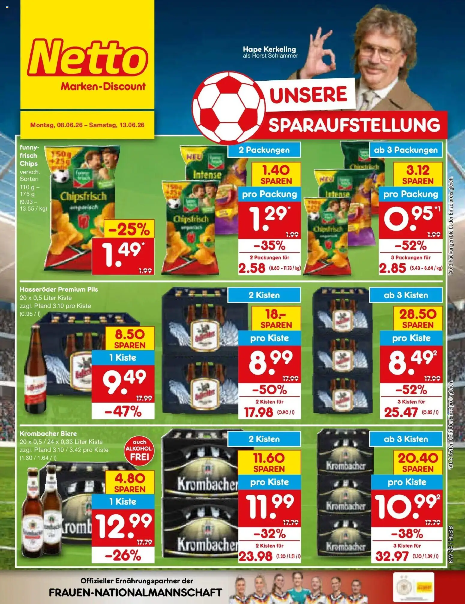 Netto Marken-Discount Prospekt Wuppertal – gültig ab 08.06.2026 | Seite: 3 | Produkte: Funny frisch, Pils, Hasseröder, Chips